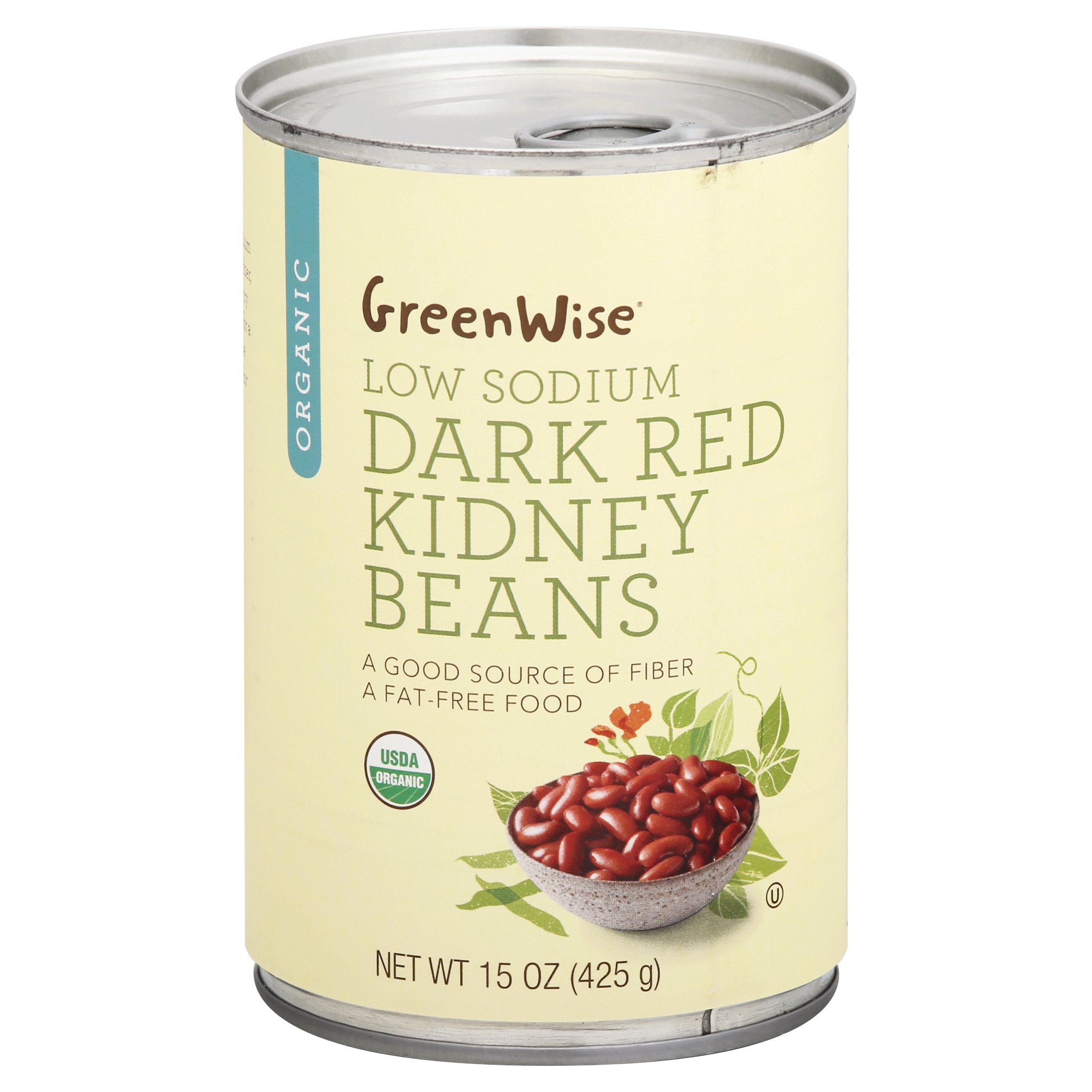 GreenWise Organic Low Sodium Dark Red Kidney Beans 15 oz CAN