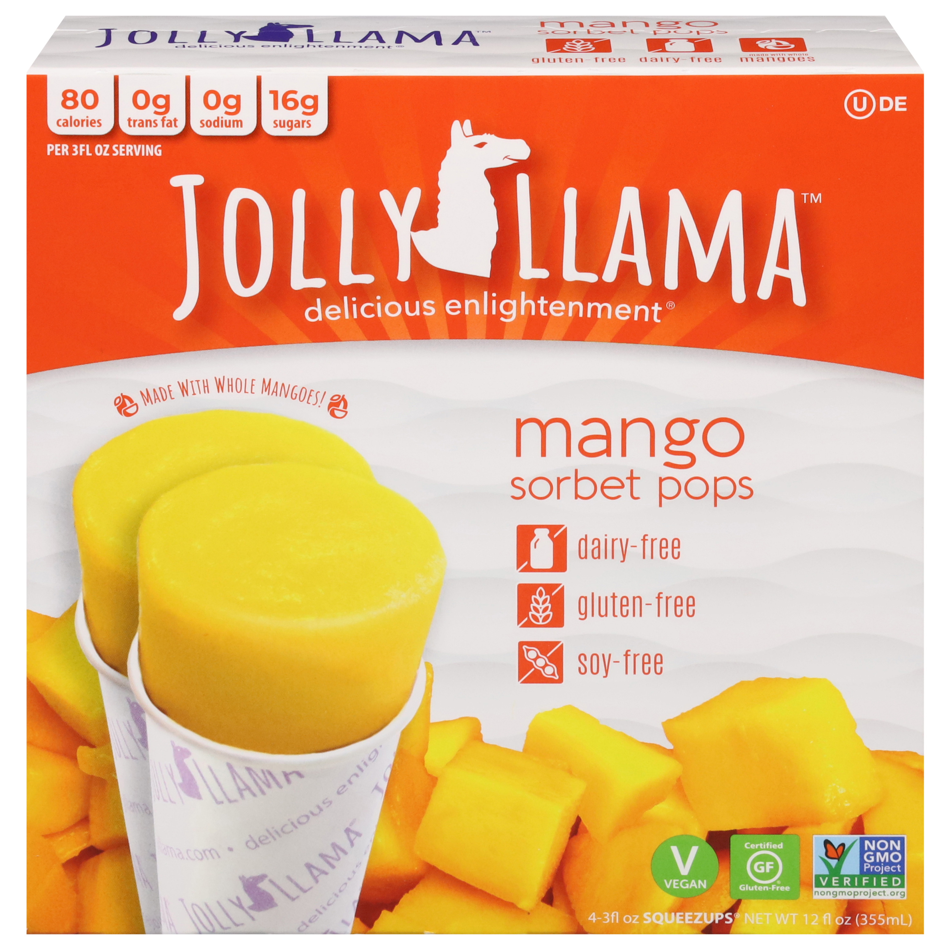 Jolly Llama Mango Sorbet Pops