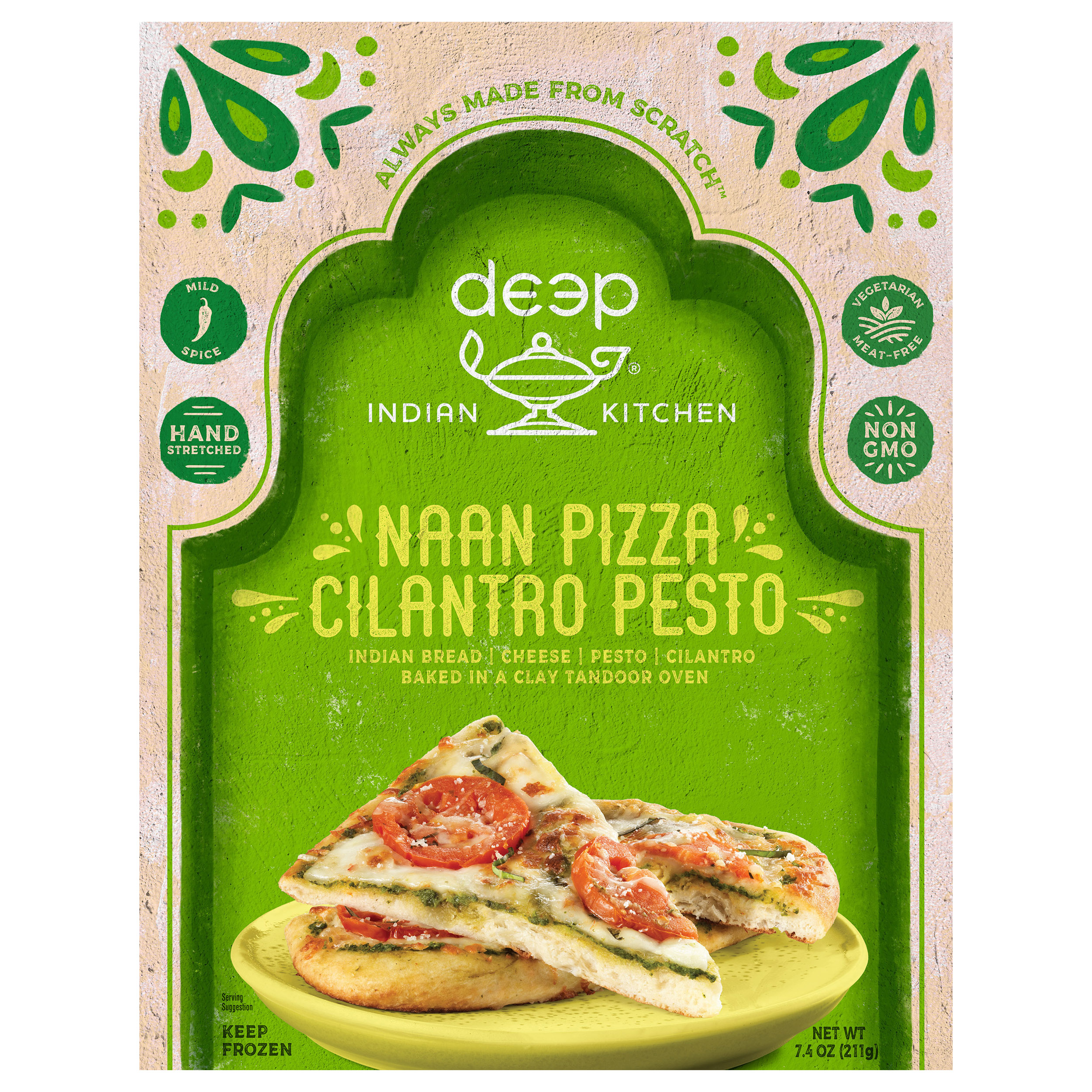 Deep Indian Kitchen Mild Spice Cilantro Pesto Naan Pizza