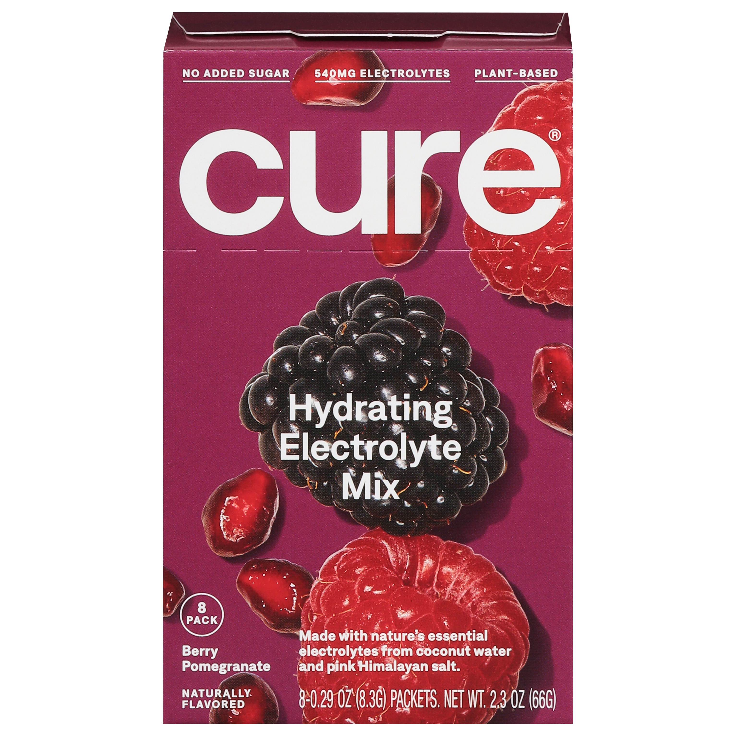 Cure Hydrating Berry Pomegranate Electrolyte Drink Mix 8 - 0.29 oz Packets