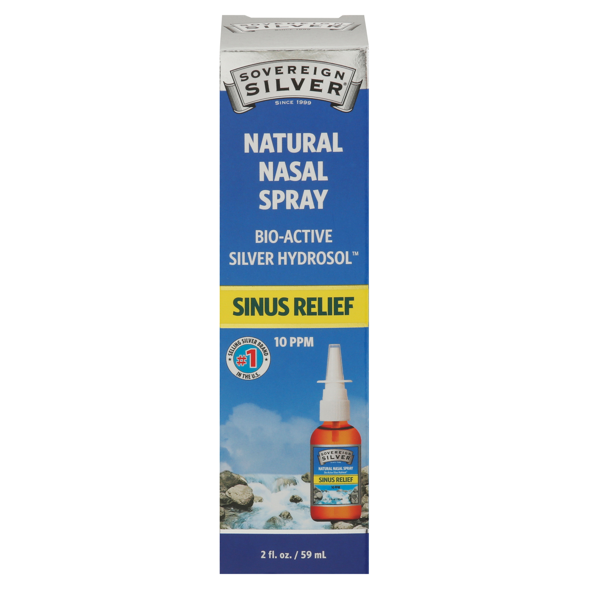 Sovereign Silver Natural Nasal Spray 10 PPM Bio-Active Silver Hydrosol Sinus Relief