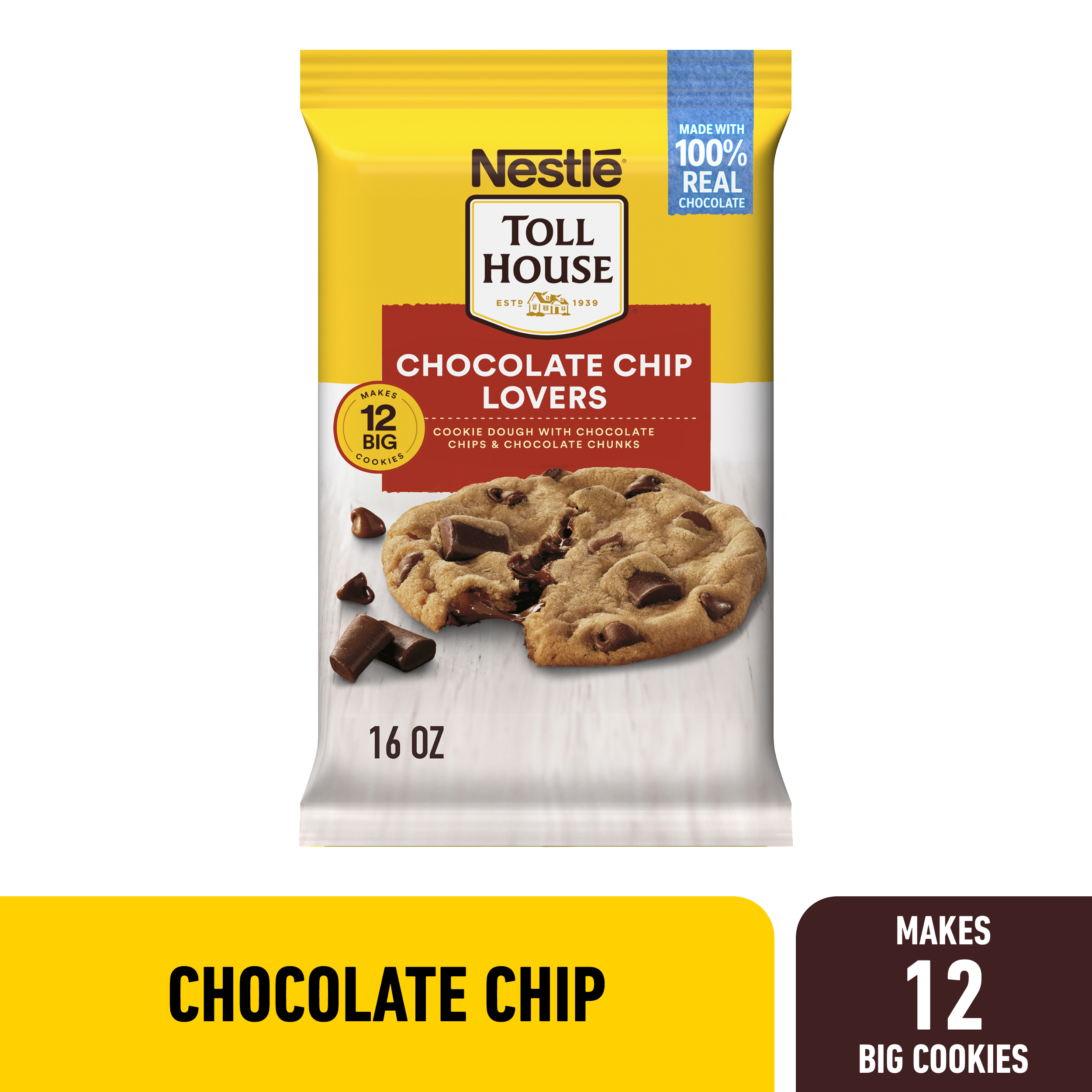 Toll House Cookie Dough, Chocolate Chip Lovers, 16 Ounce