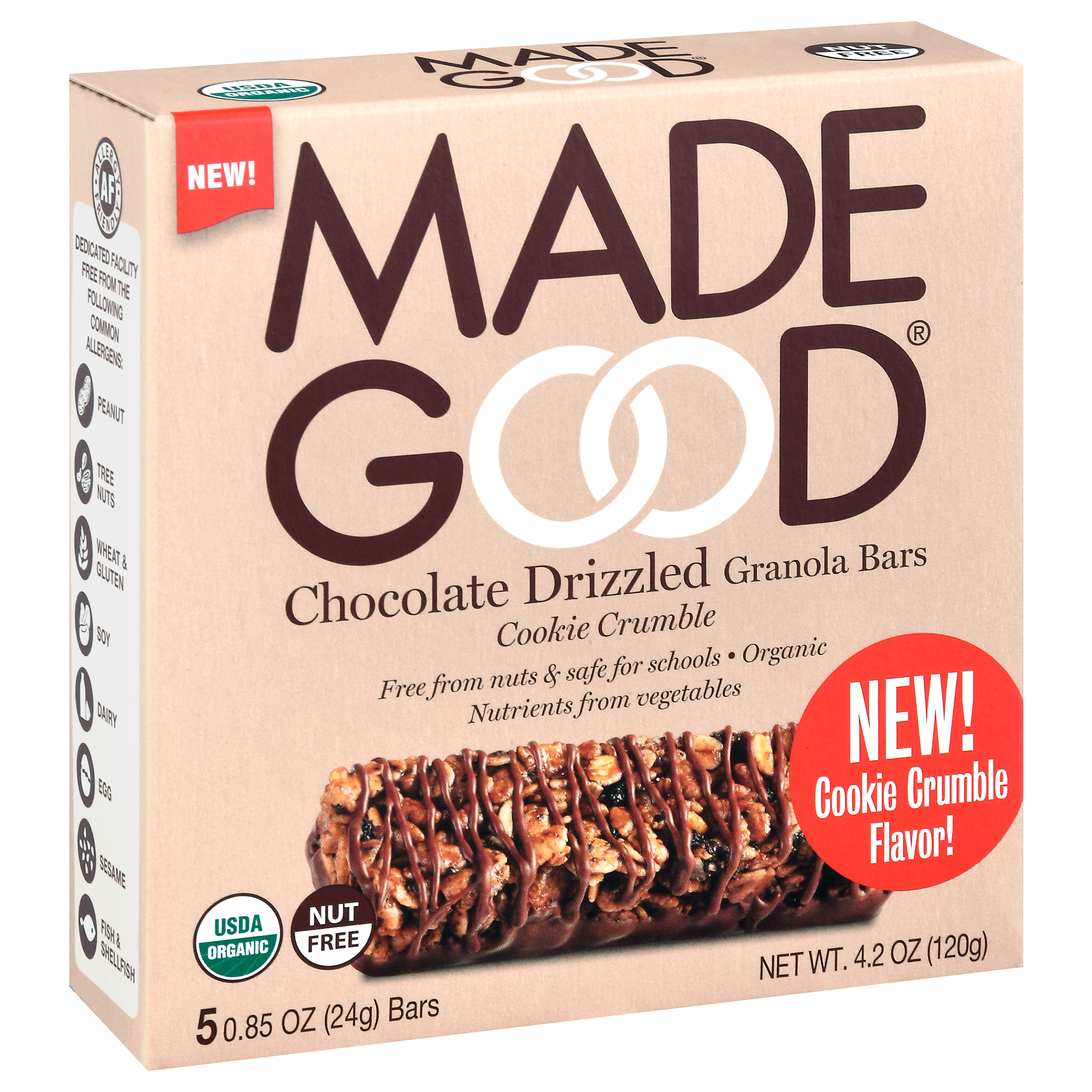 Made Good Cookie Crumble Chocolate Drizzled Granola Bars 5-0.85 oz Packs