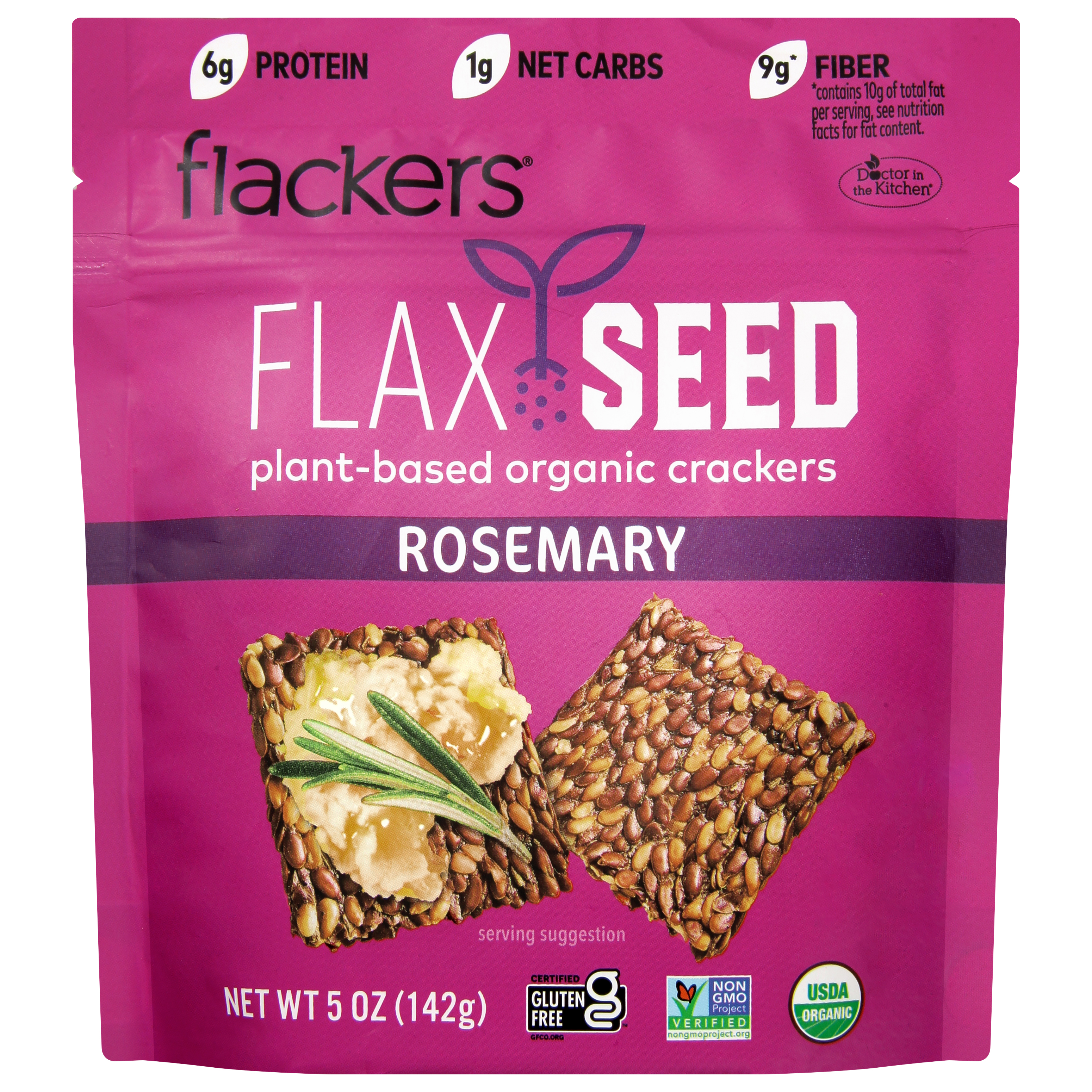 Flackers Organic Plant-Based Flax Seed Rosemary Crackers