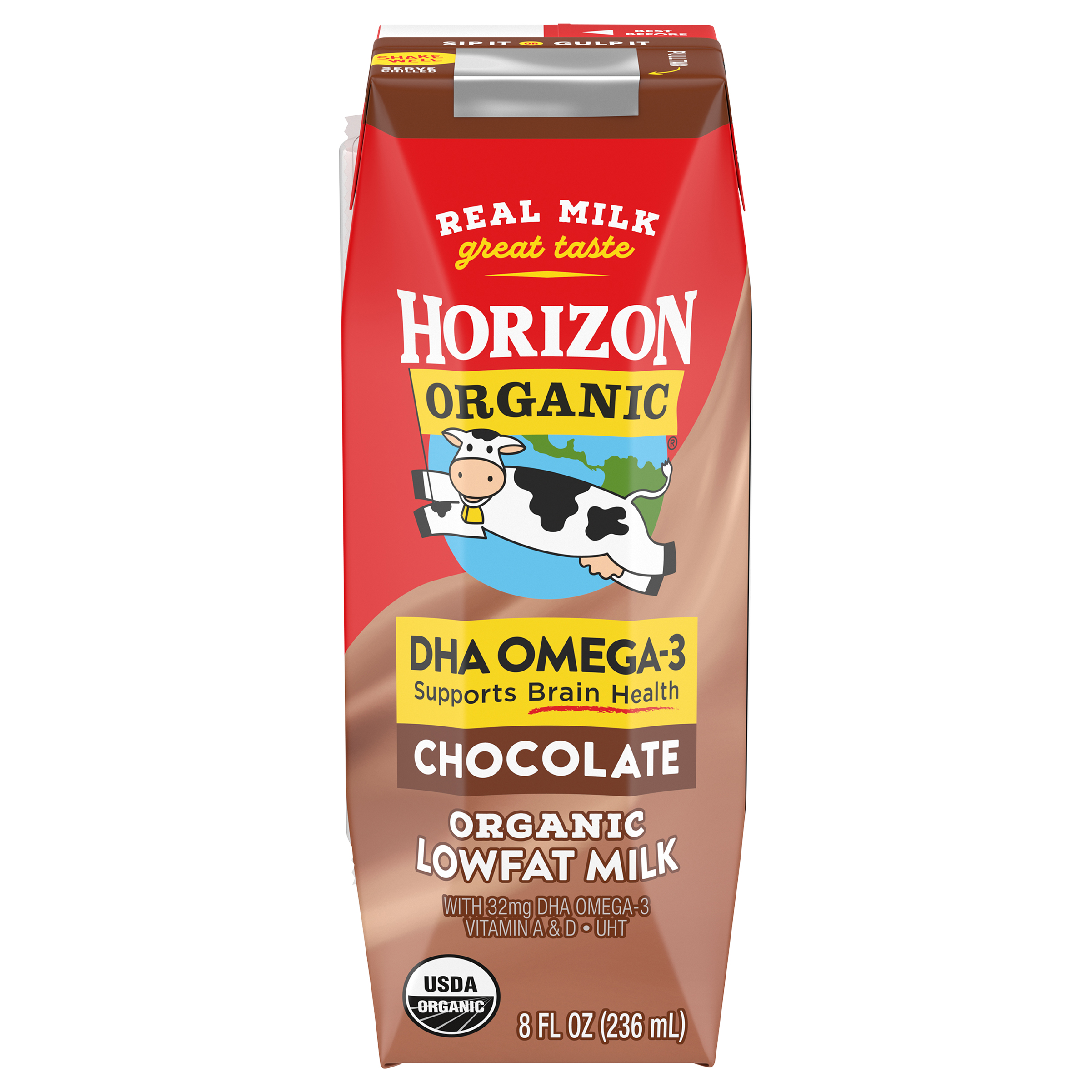 Horizon Organic 1% Lowfat UHT DHA Omega-3 Chocolate Milk, 8 Oz.