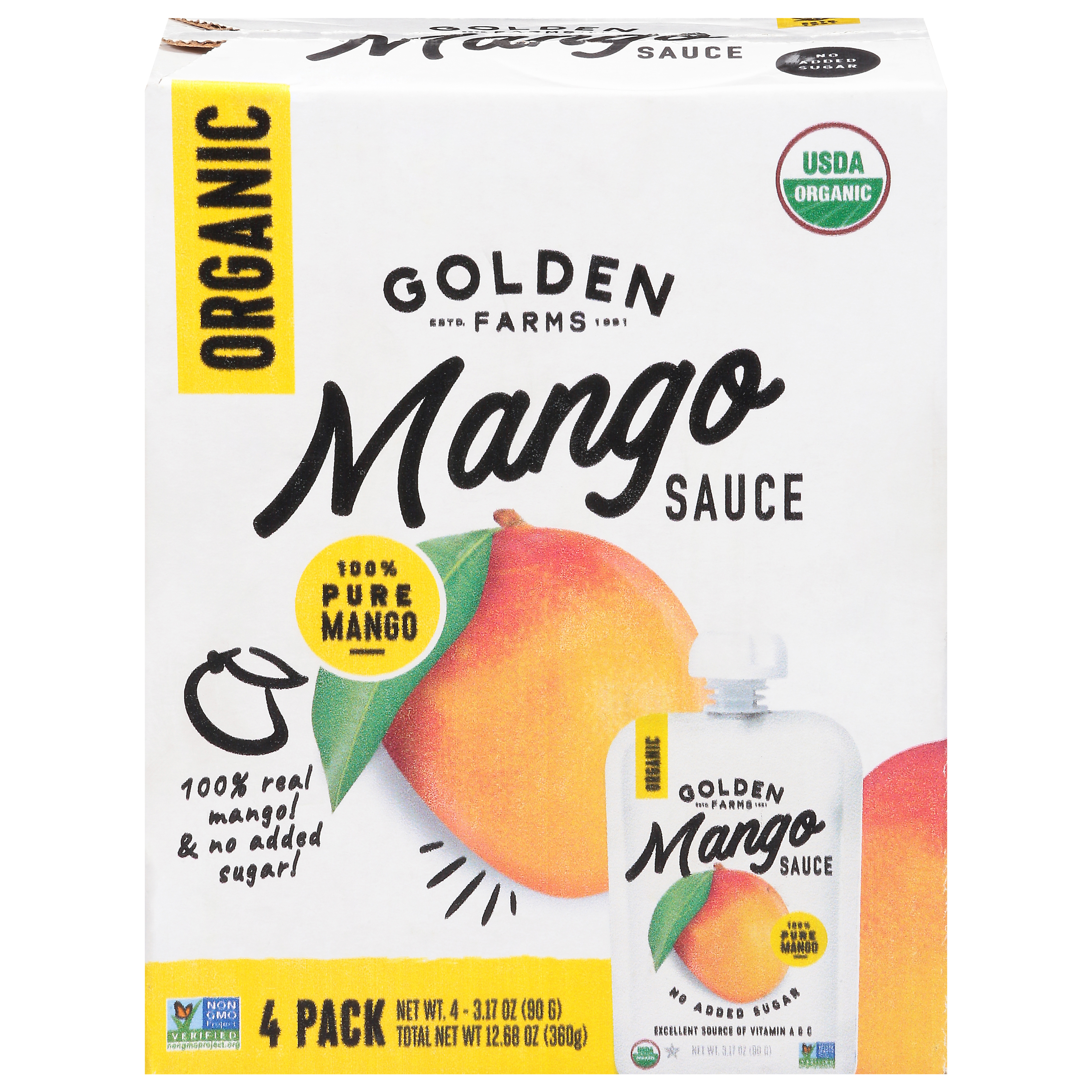 Golden Farms Organic Mango Sauce 4 - 3.17 oz Packs