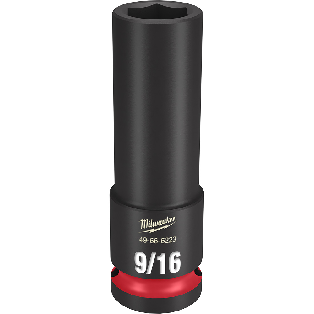 Product image for Milwaukee 49-66-6223 SHOCKWAVE™ Impact Duty™ 9/16" Deep 6-Point Socket, 1/2" Drive