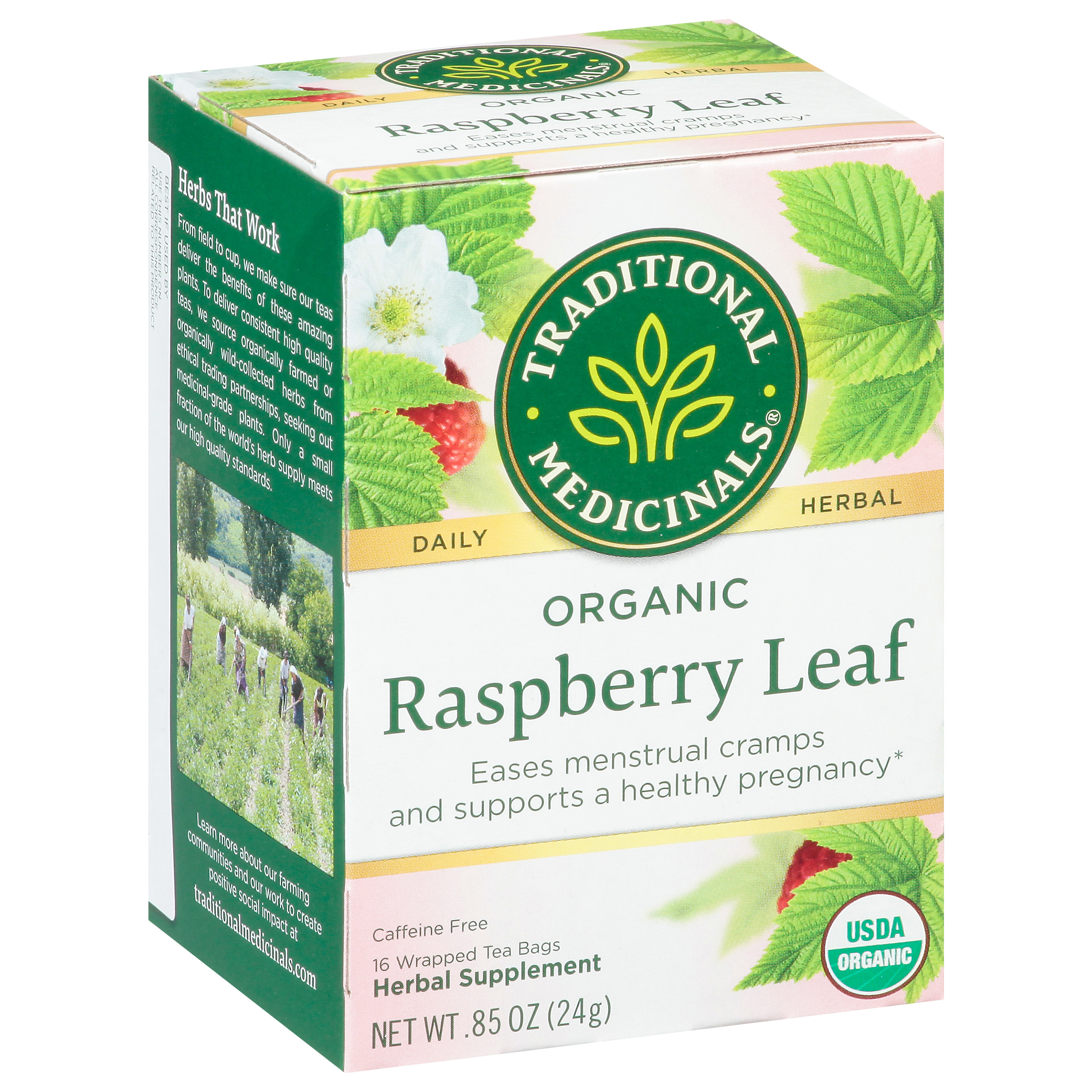 Traditional Medicinals Tea Bags Organic Raspberry Leaf Herbal Supplement
