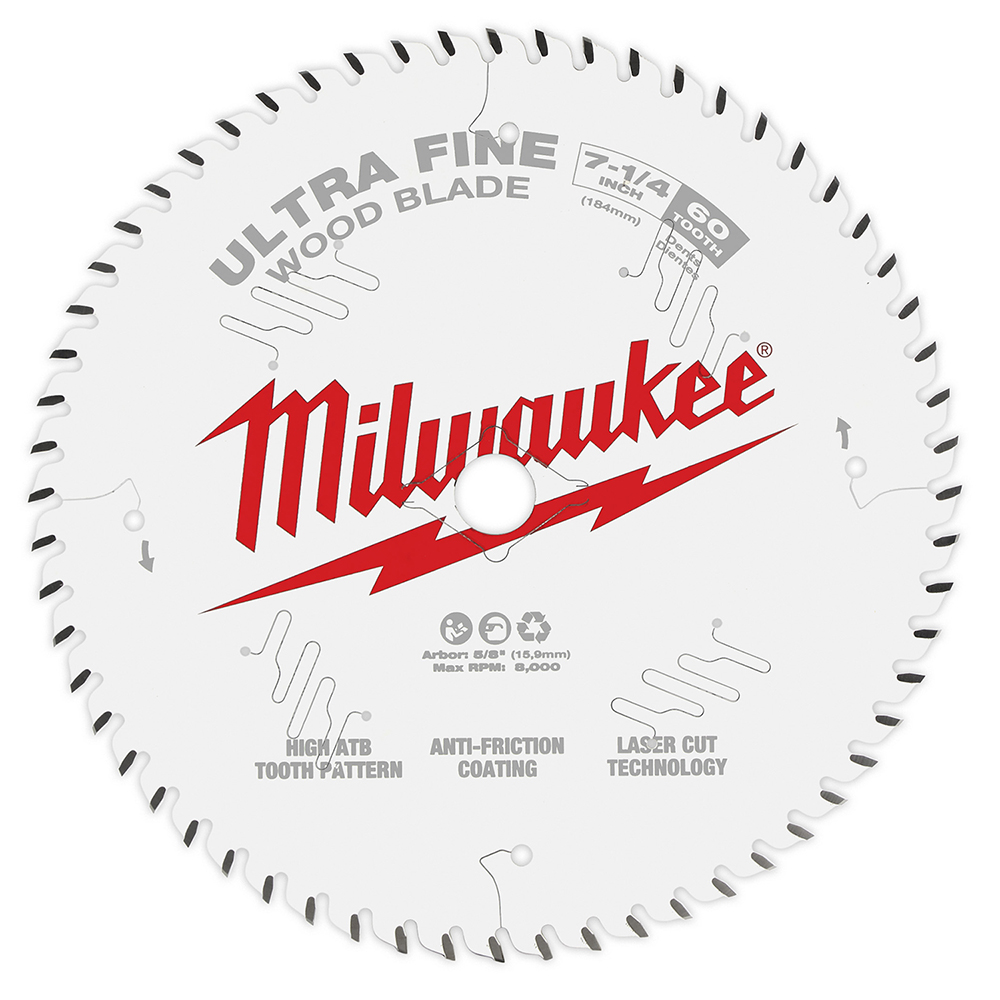 Milwaukee 7-1/4 in. x 60-Tooth Carbide Ultra Fine Finish Circular Saw Blade