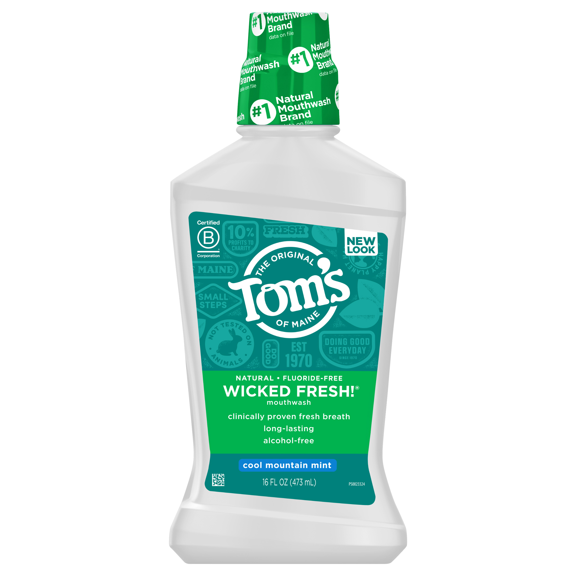 Tom's of Maine Wicked Fresh! Alcohol-Free Natural Mouthwash, Cool Mountain Mint, 16 fl oz.