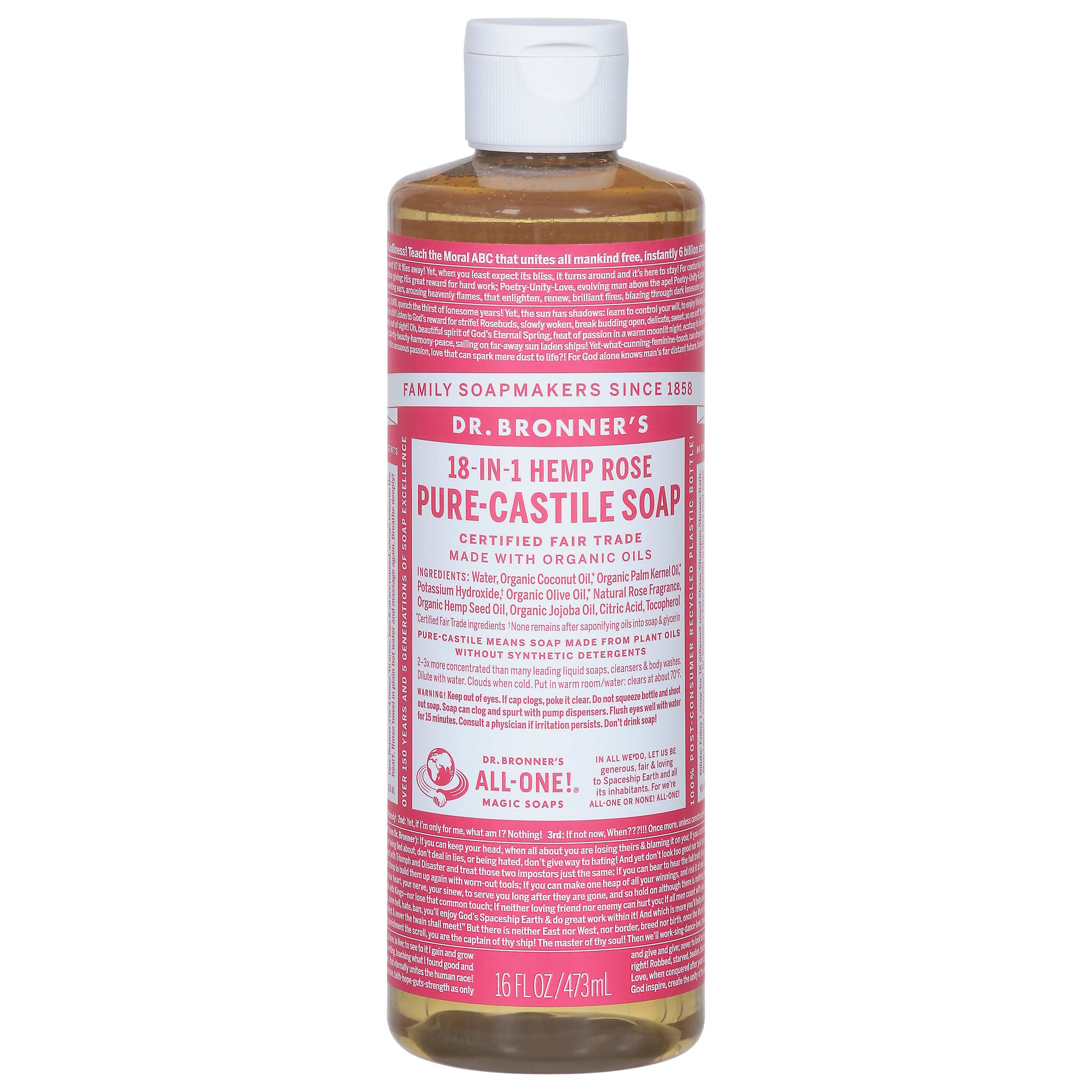 Dr. Bronner's 18-in-1 Hemp Rose Pure-Castile Soap