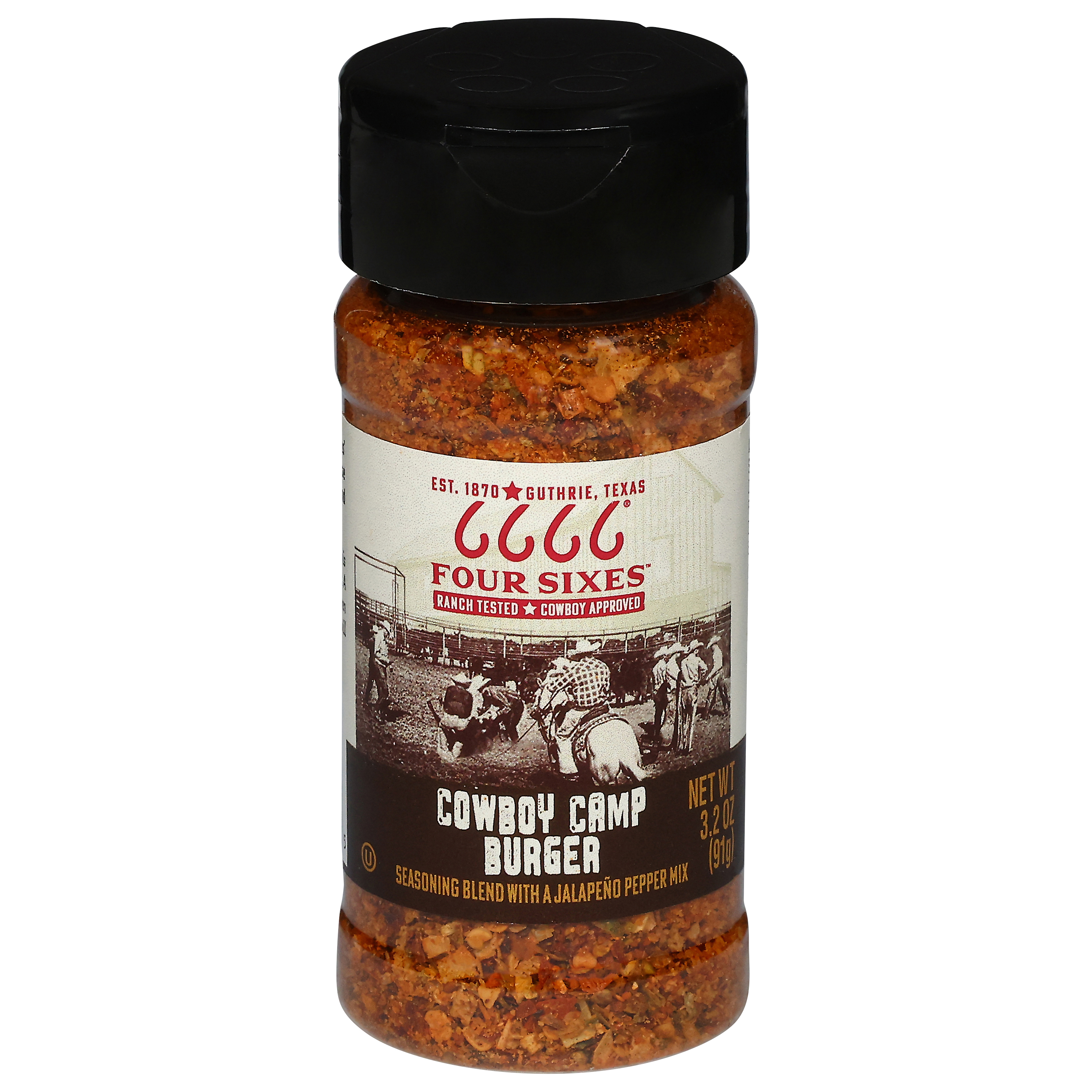 Four Sixes Cowboy Camp Burger Seasoning Blend with a Jalapeno Pepper Mix