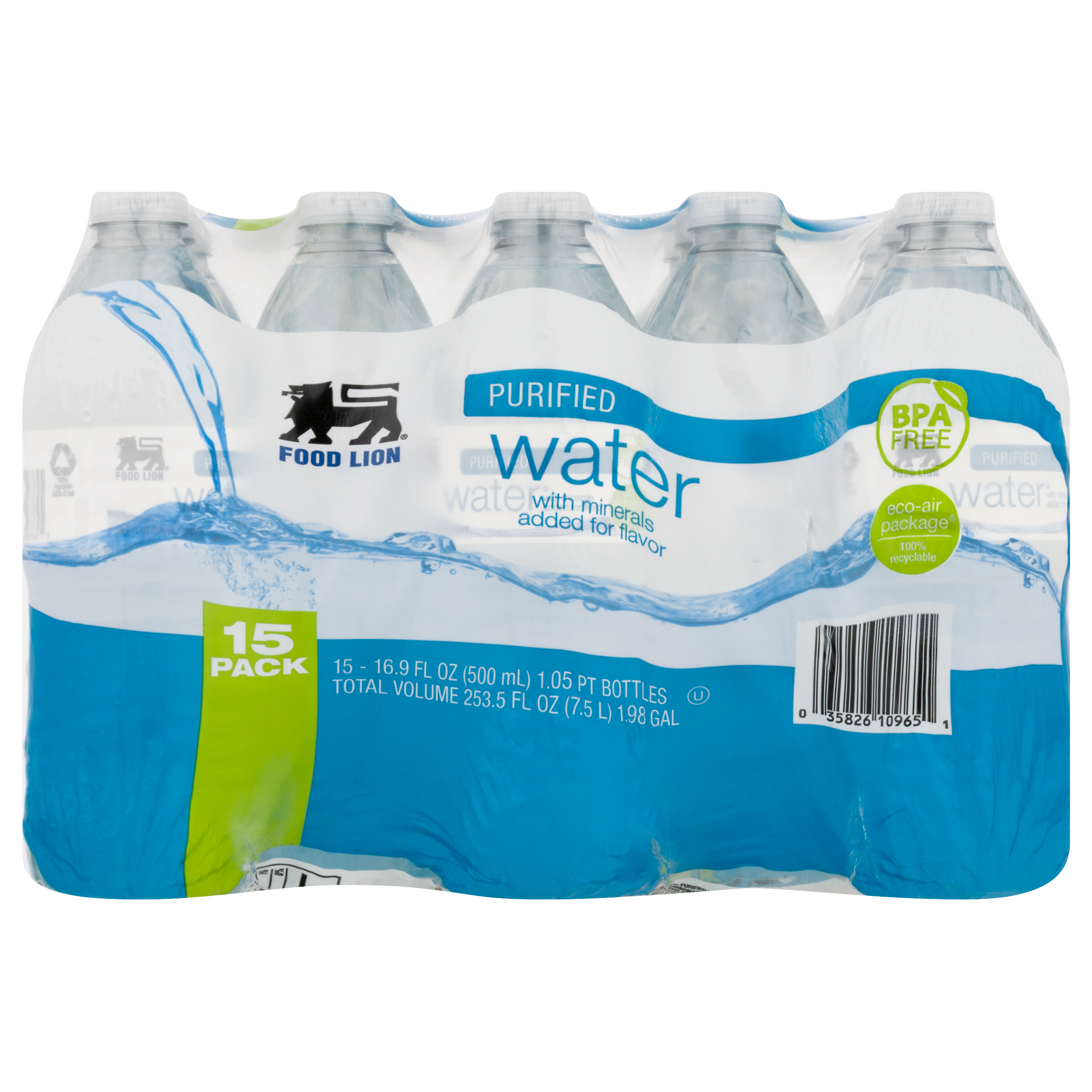 Food Lion Water, with Minerals, Purified, 15 Pack, Multipack