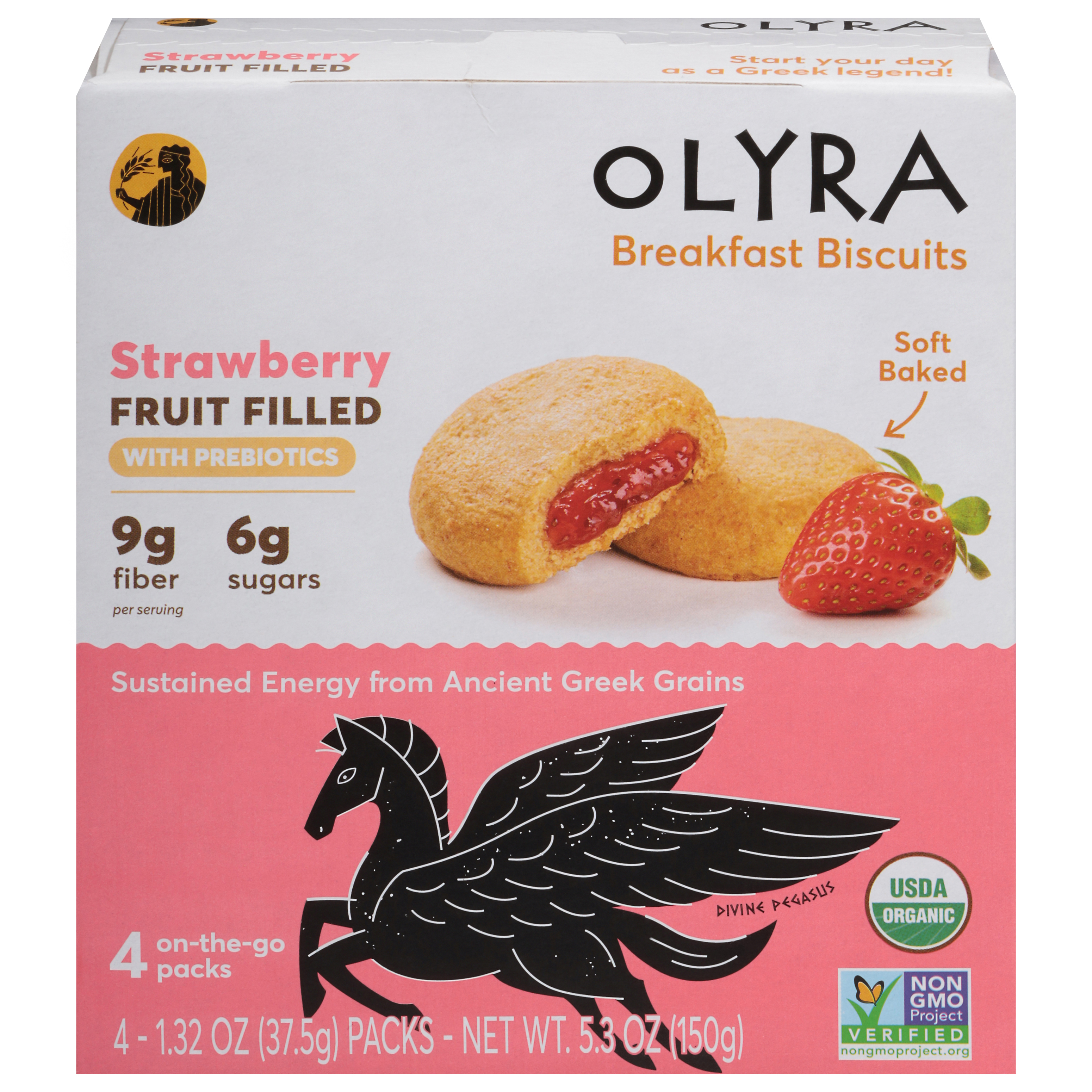 Olyra Strawberry Fruit Filled Breakfast Biscuits 4 - 1.32 oz Packs