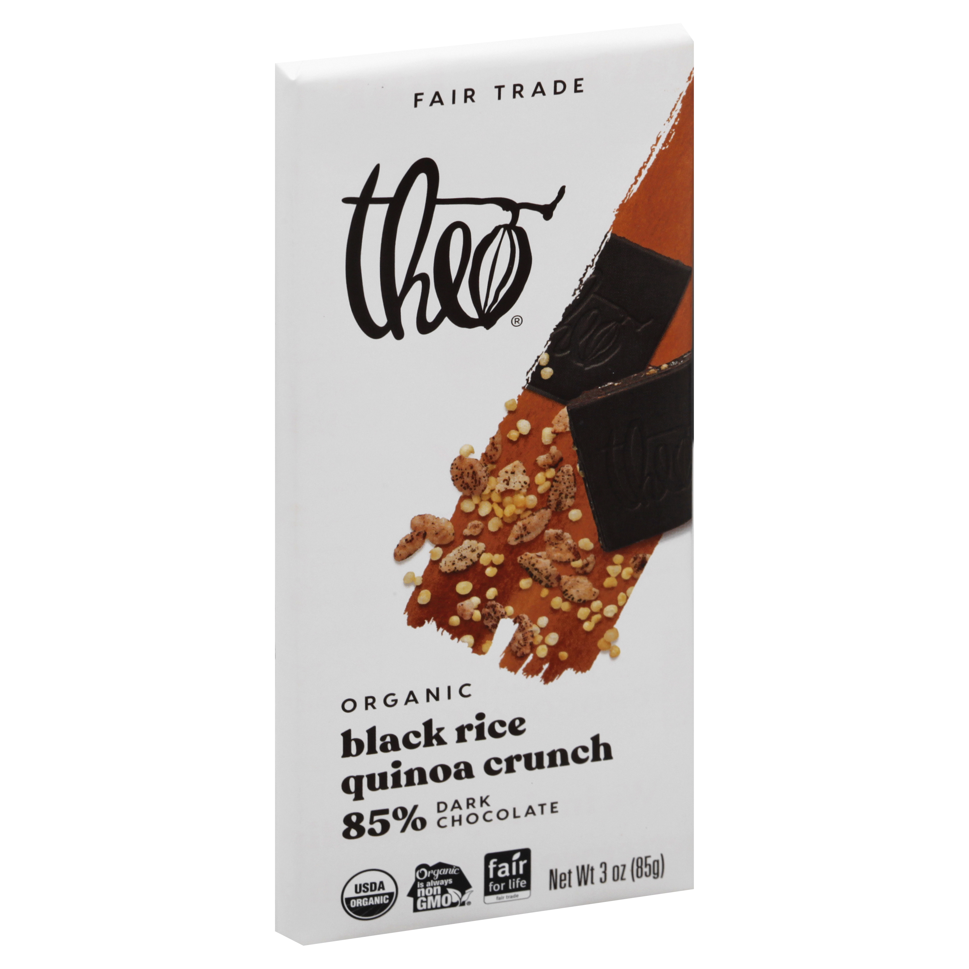 Theo Organic 85% Dark Chocolate Black Rice Quinoa Crunch