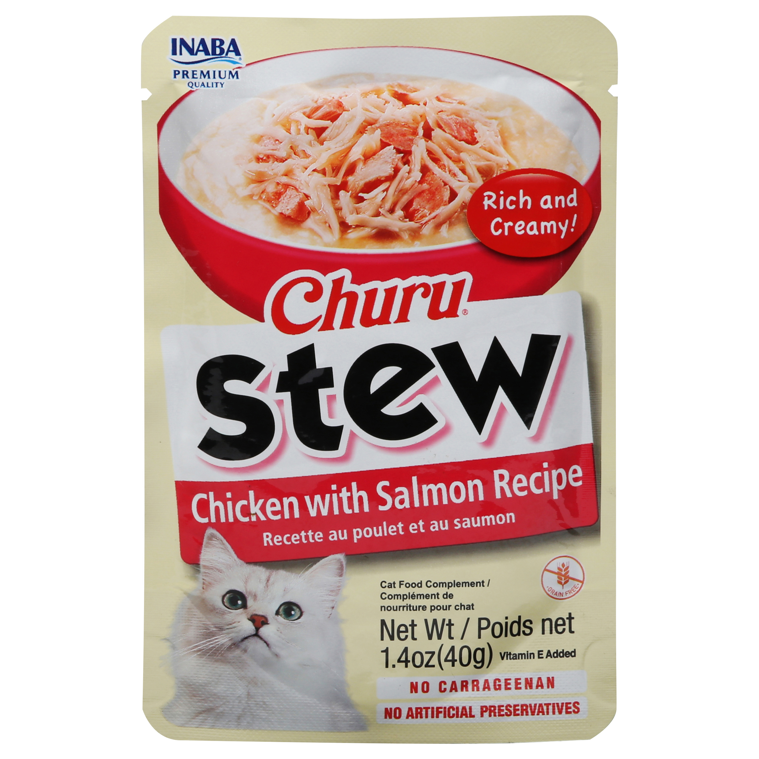 Inaba Churu Stew Chicken with Salmon Recipe Cat Food Complement