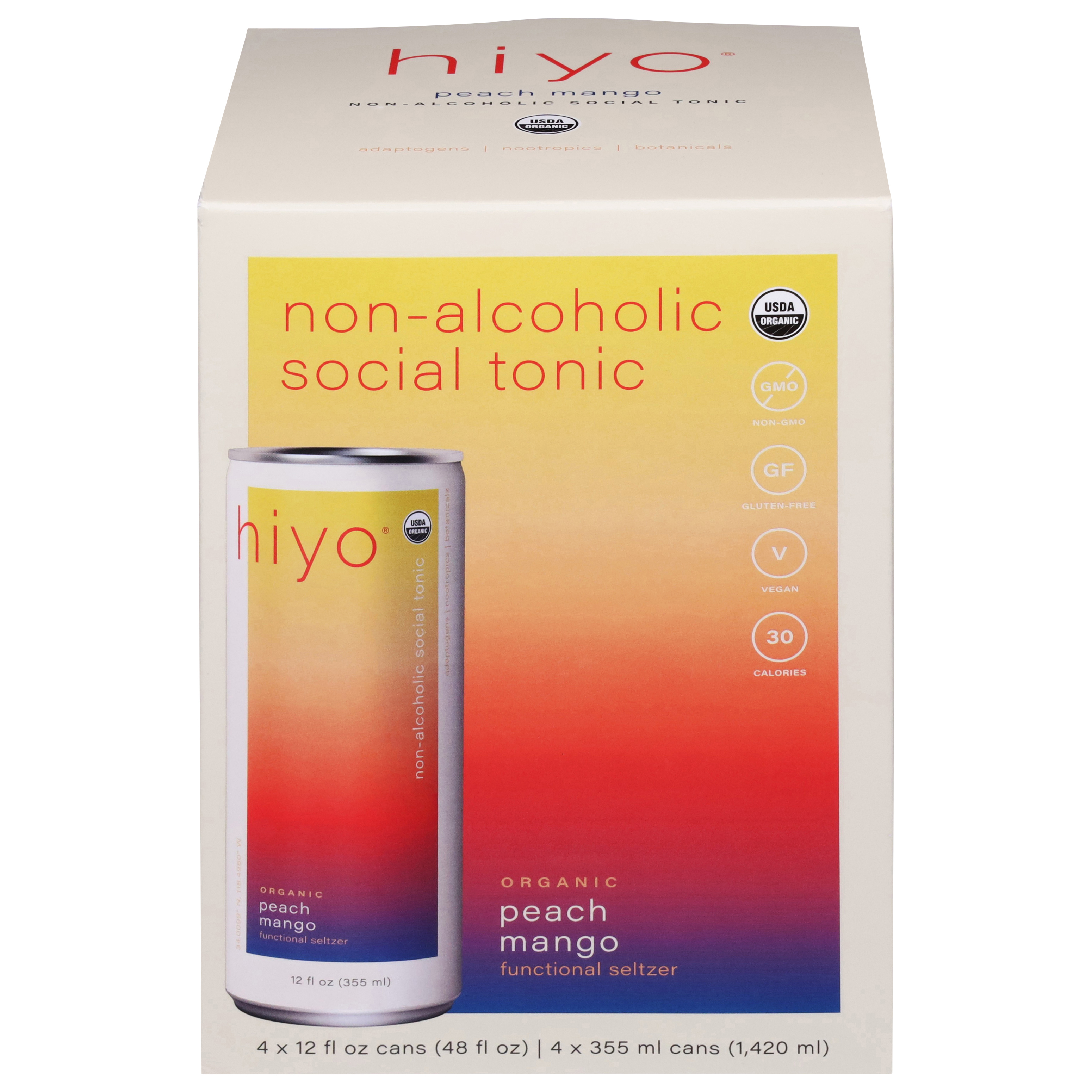 Hiyo Organic Peach Mango Functional Seltzer
