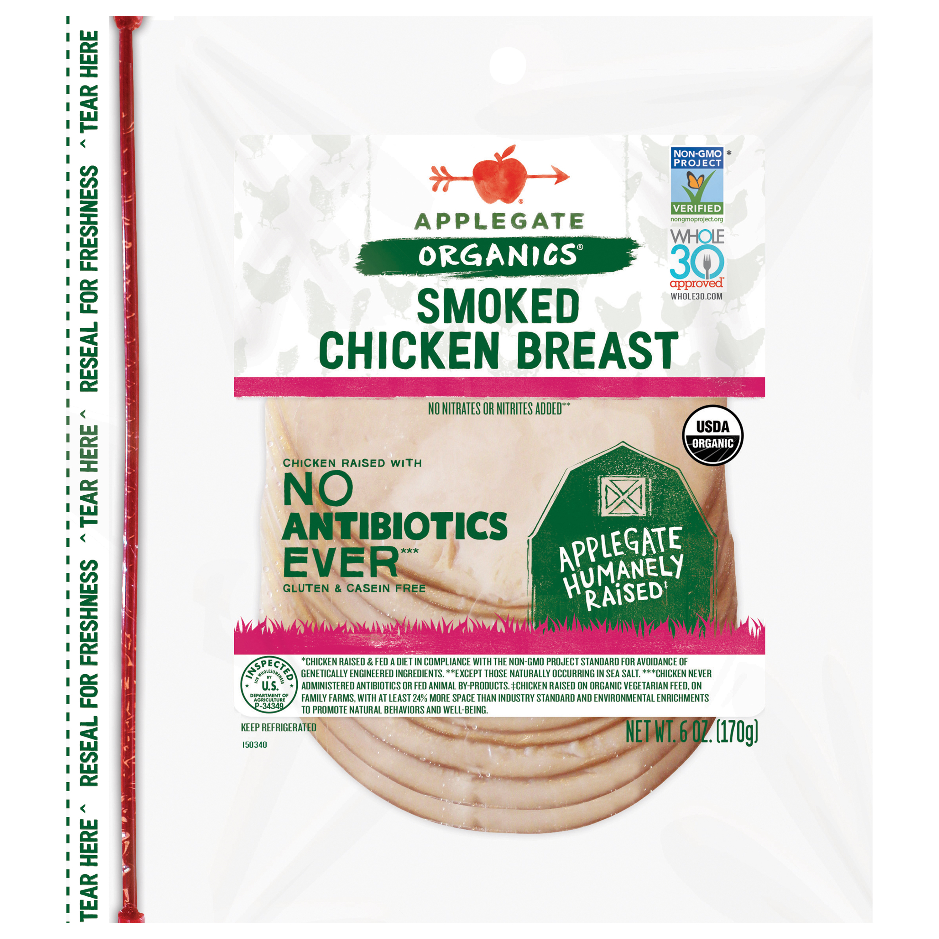 Applegate Organic Smoked Chicken Breast Sliced,