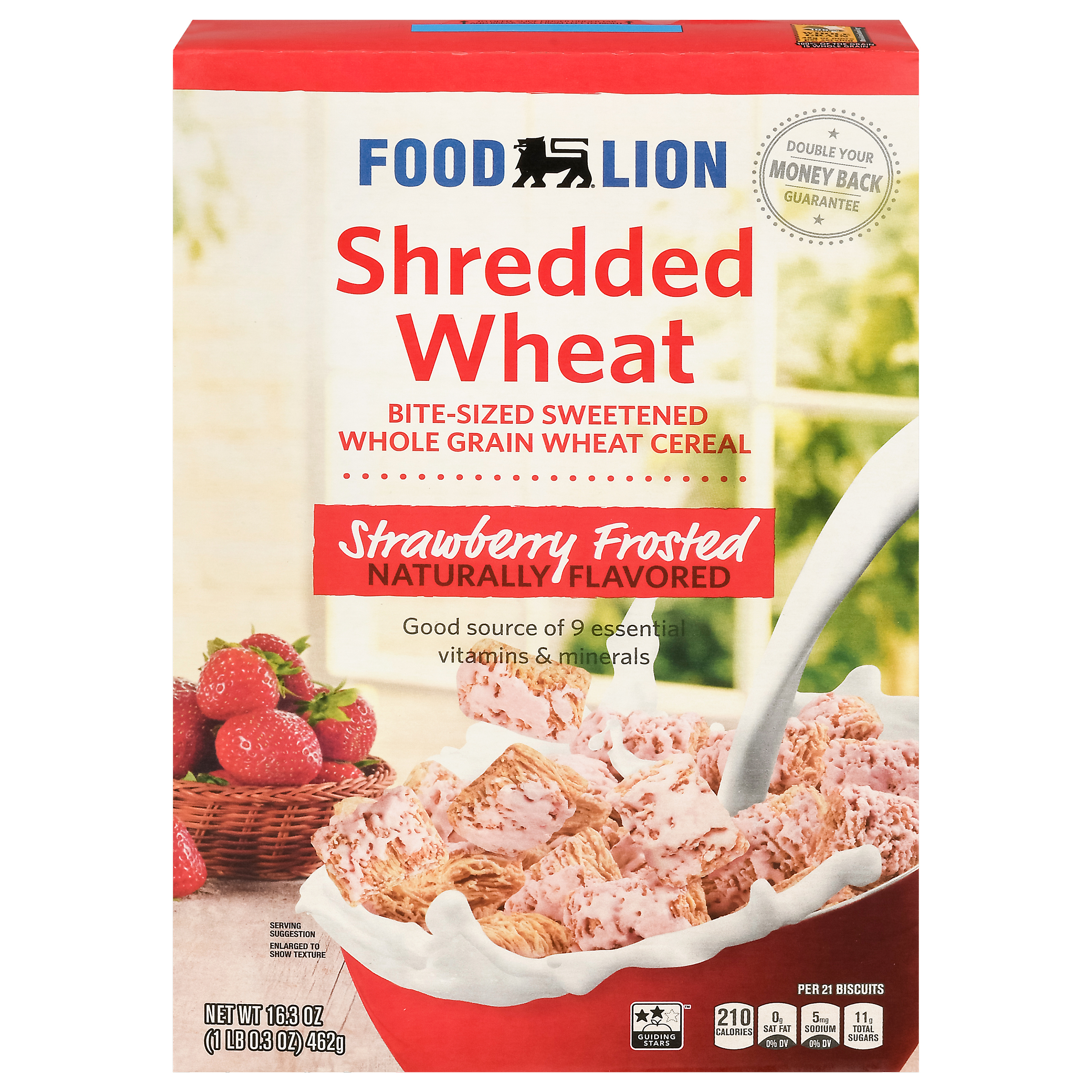 Food Lion Whole Grain Shredded Wheat Strawberry Frosted Cereal 16.3 oz