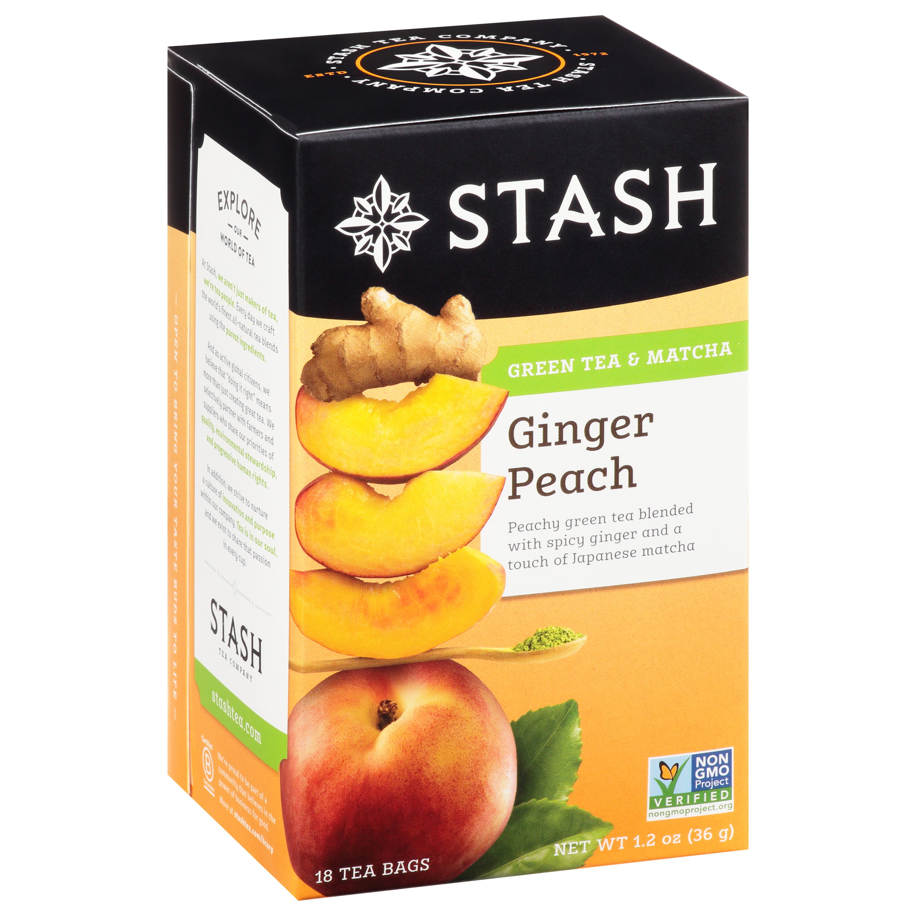 Stash Tea Bags Ginger Peach Green Tea & Matcha