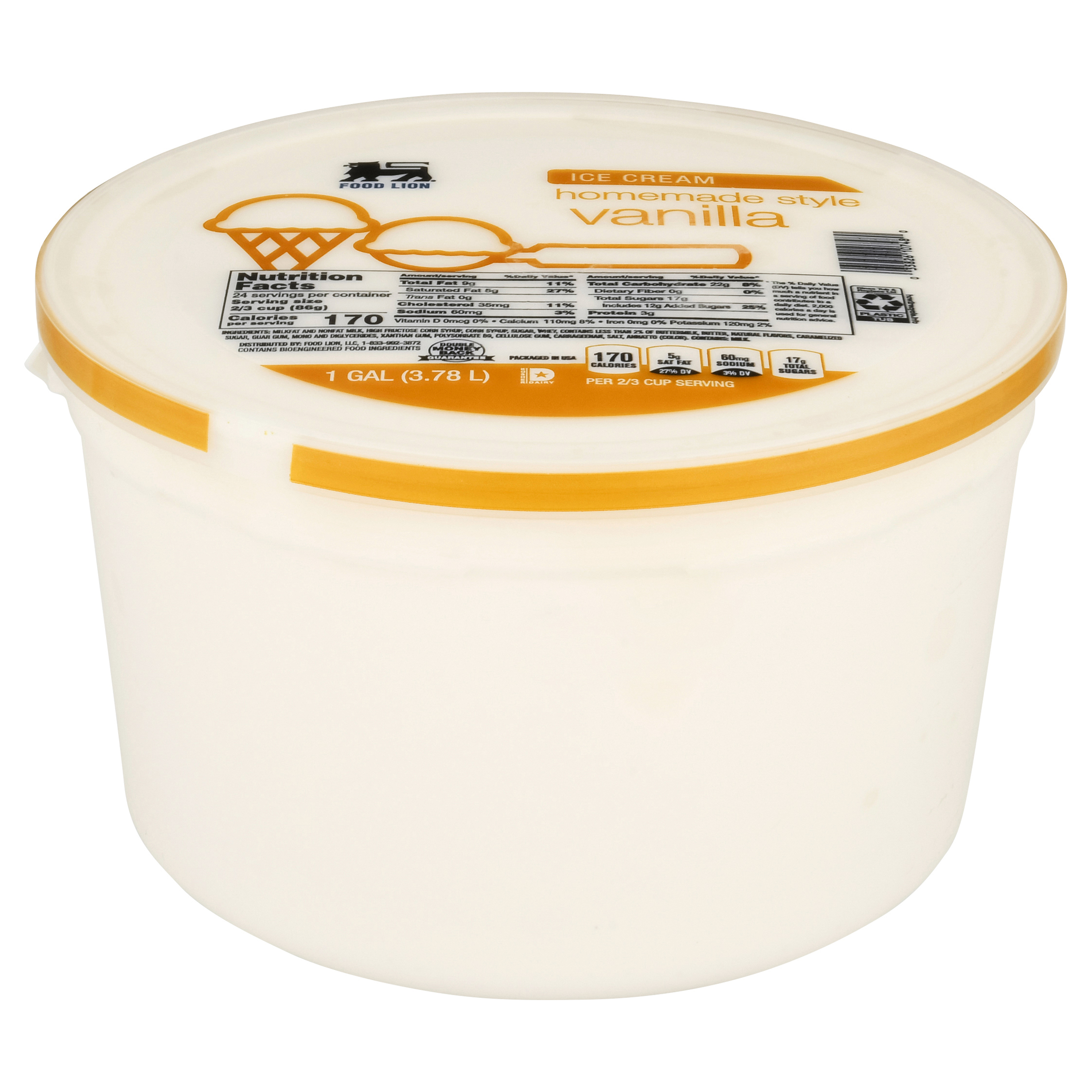 Food Lion Homemade Style Vanilla Ice Cream 1 gal