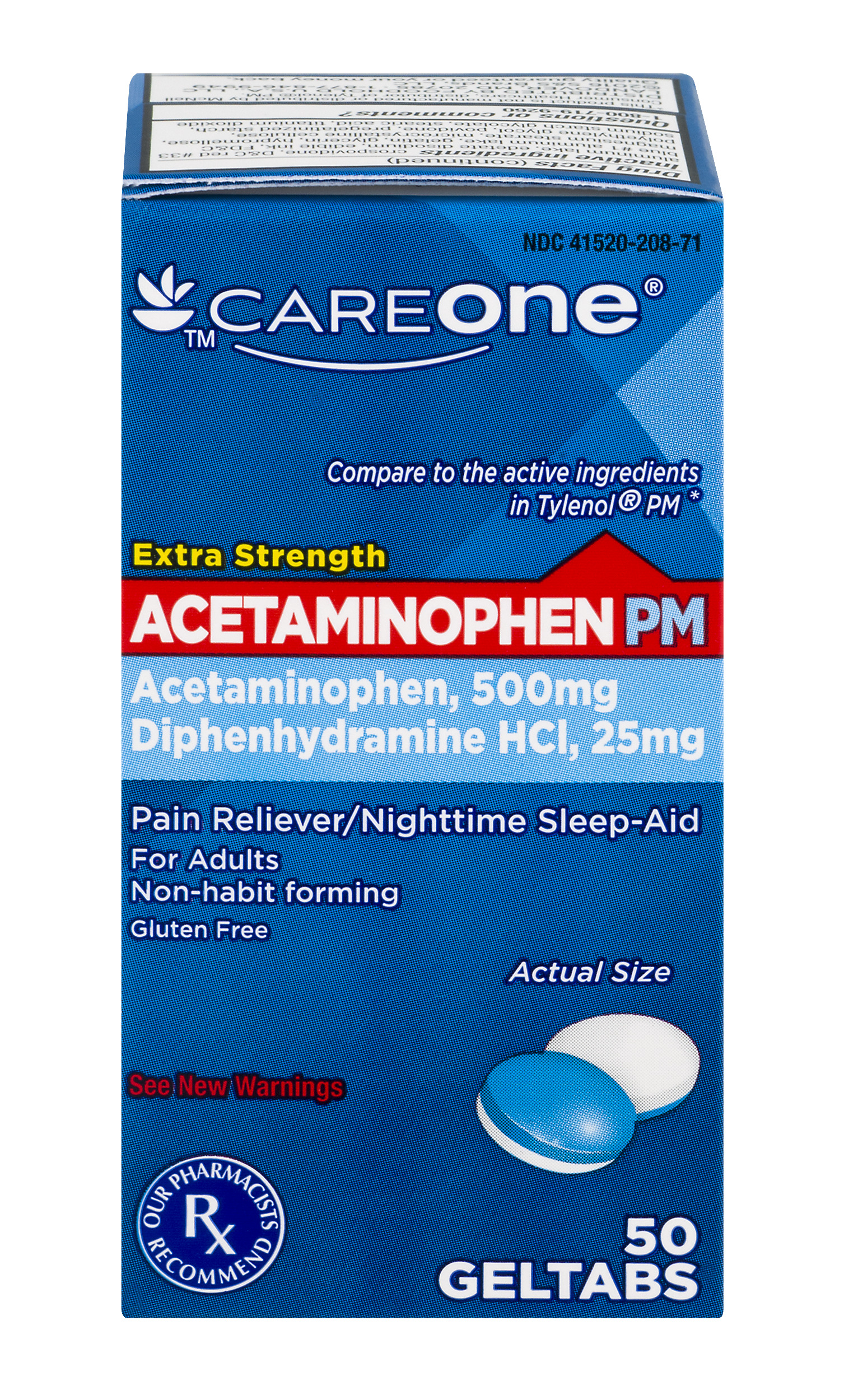 CareOne Acetaminophen PM Pain Reliever/Nighttime Sleep-Aid - 50 CT