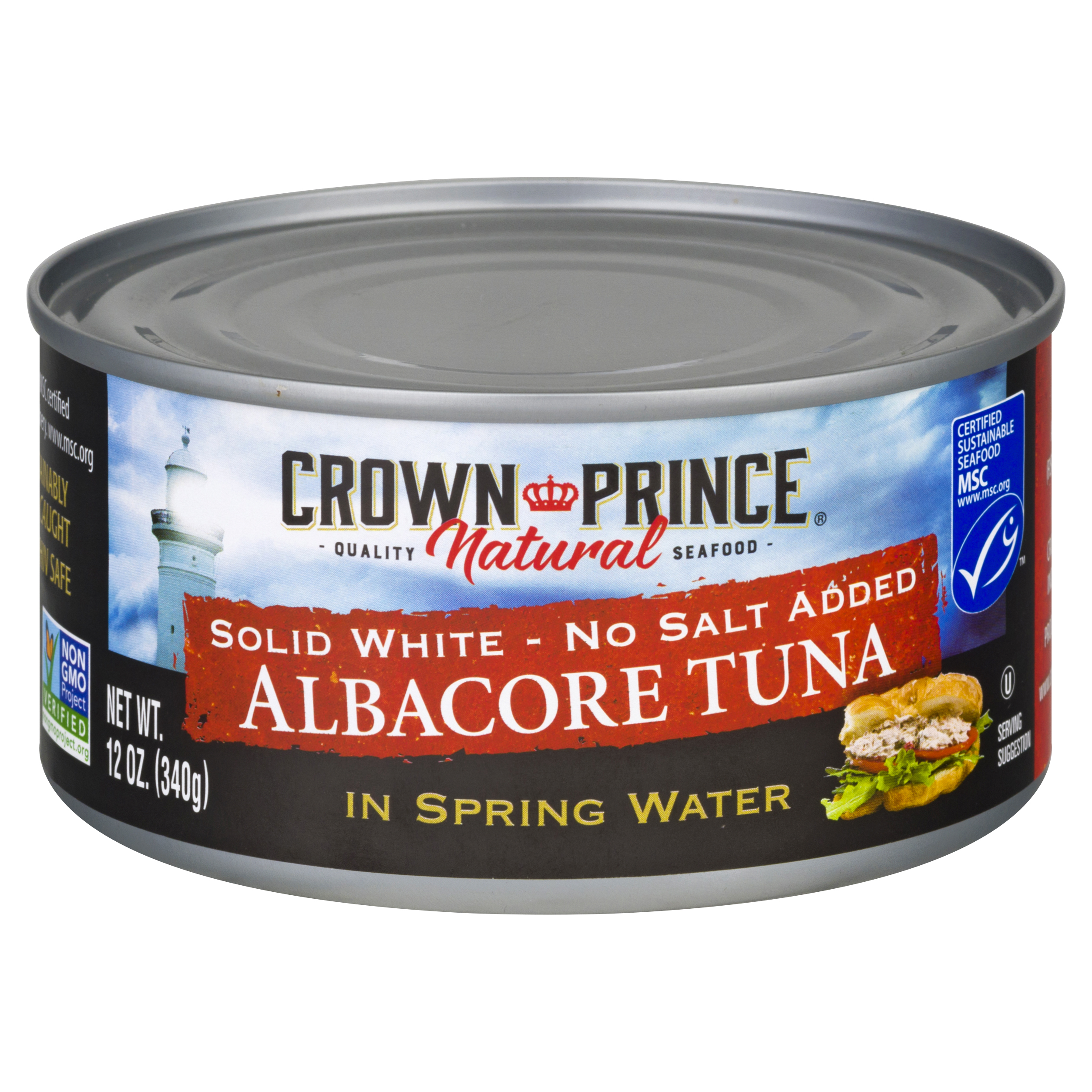 Crown Prince Natural Solid White No Salt Added In Spring Water Albacore Tuna