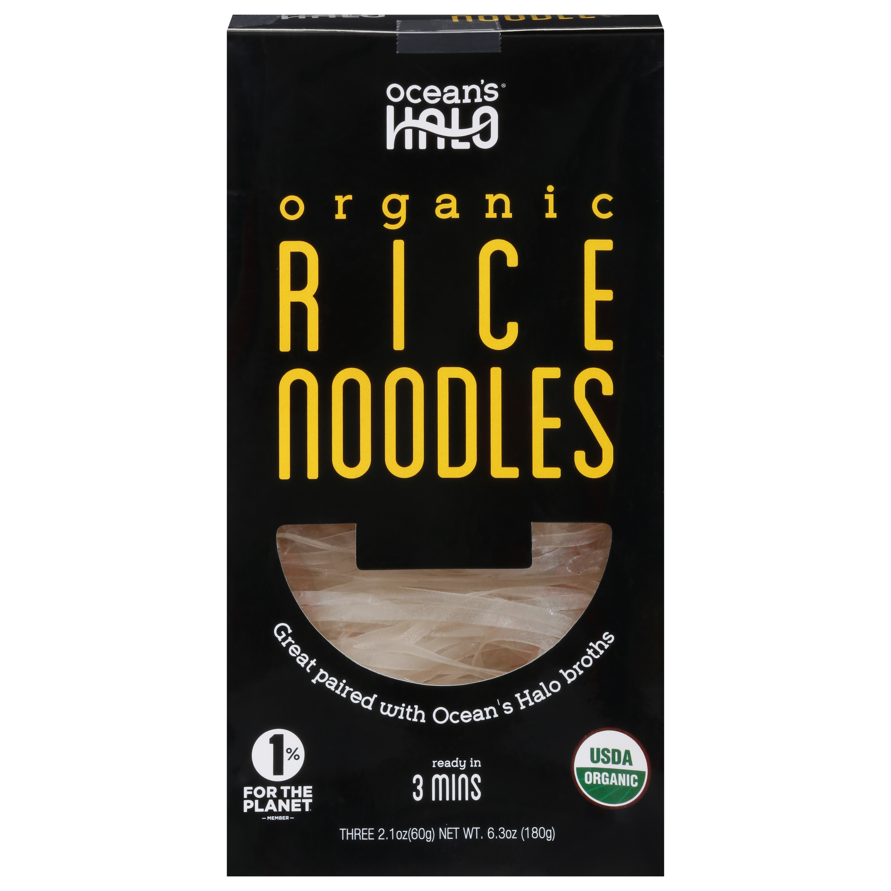 Ocean's Halo Organic Rice Noodles 3 - 2.1 oz Packs