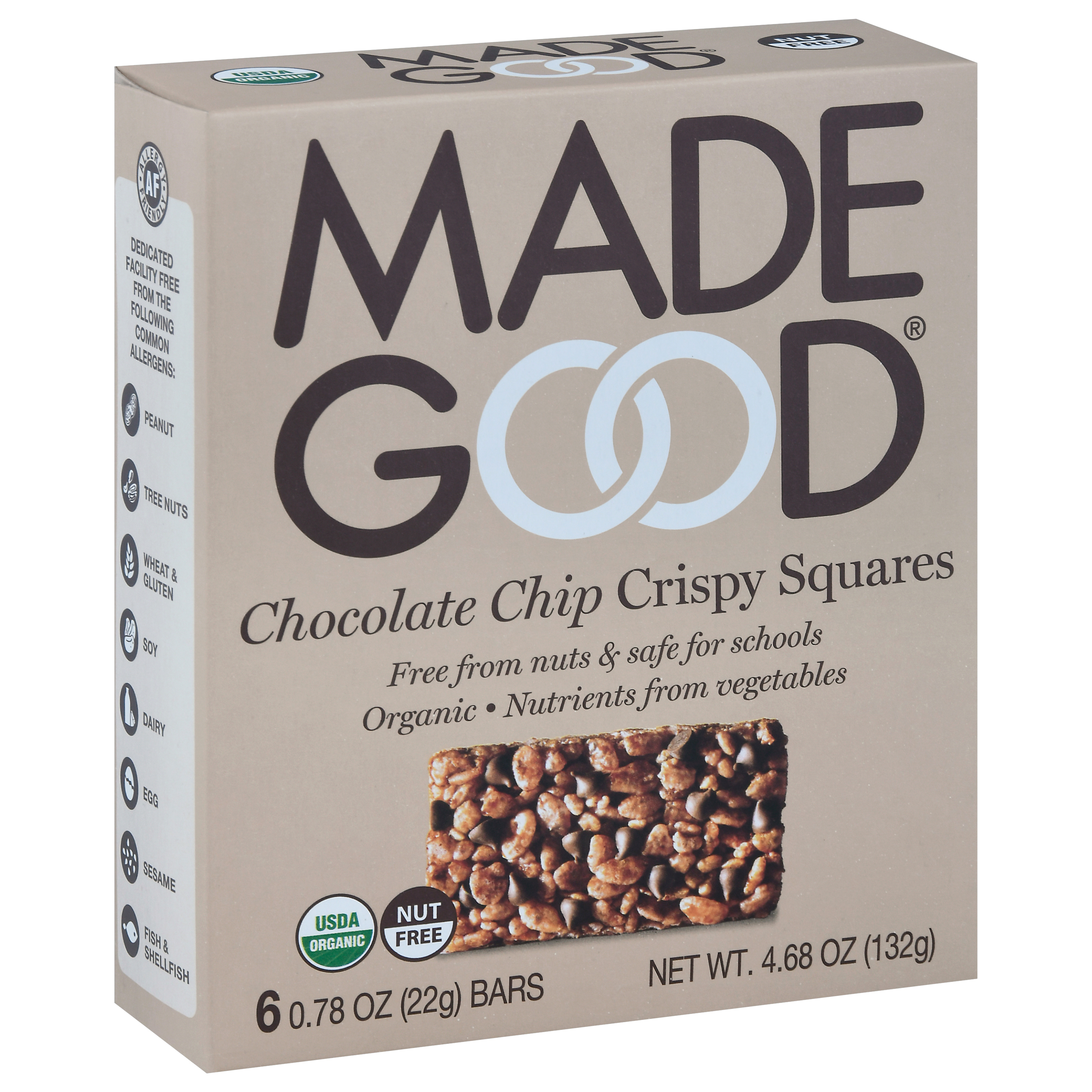 Made Good Chocolate Chip Crispy Squares 6-0.78 oz Packs