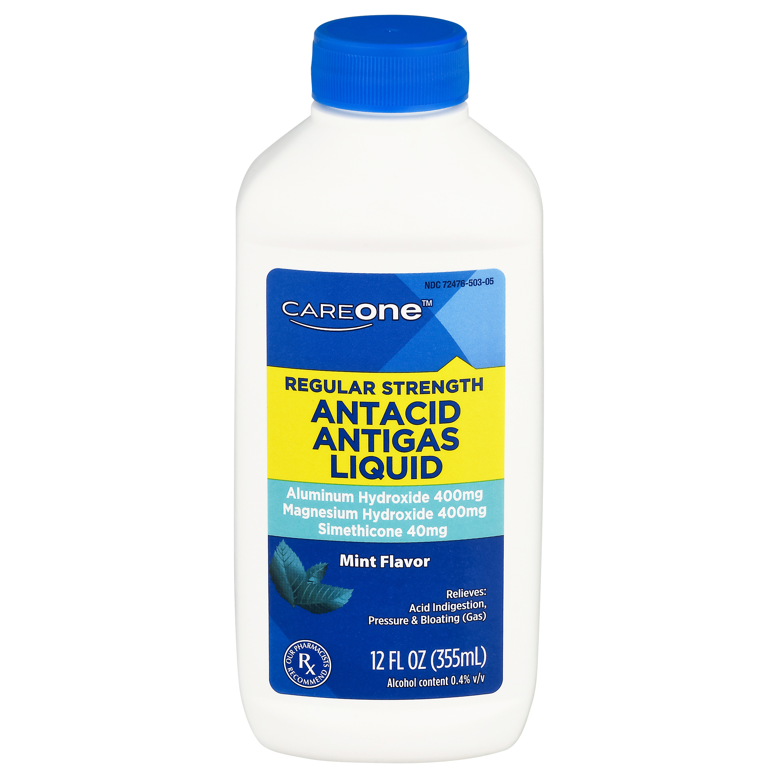 CareOne Regular Strength Mint Flavor Antacid Antigas Liquid 12 fl oz