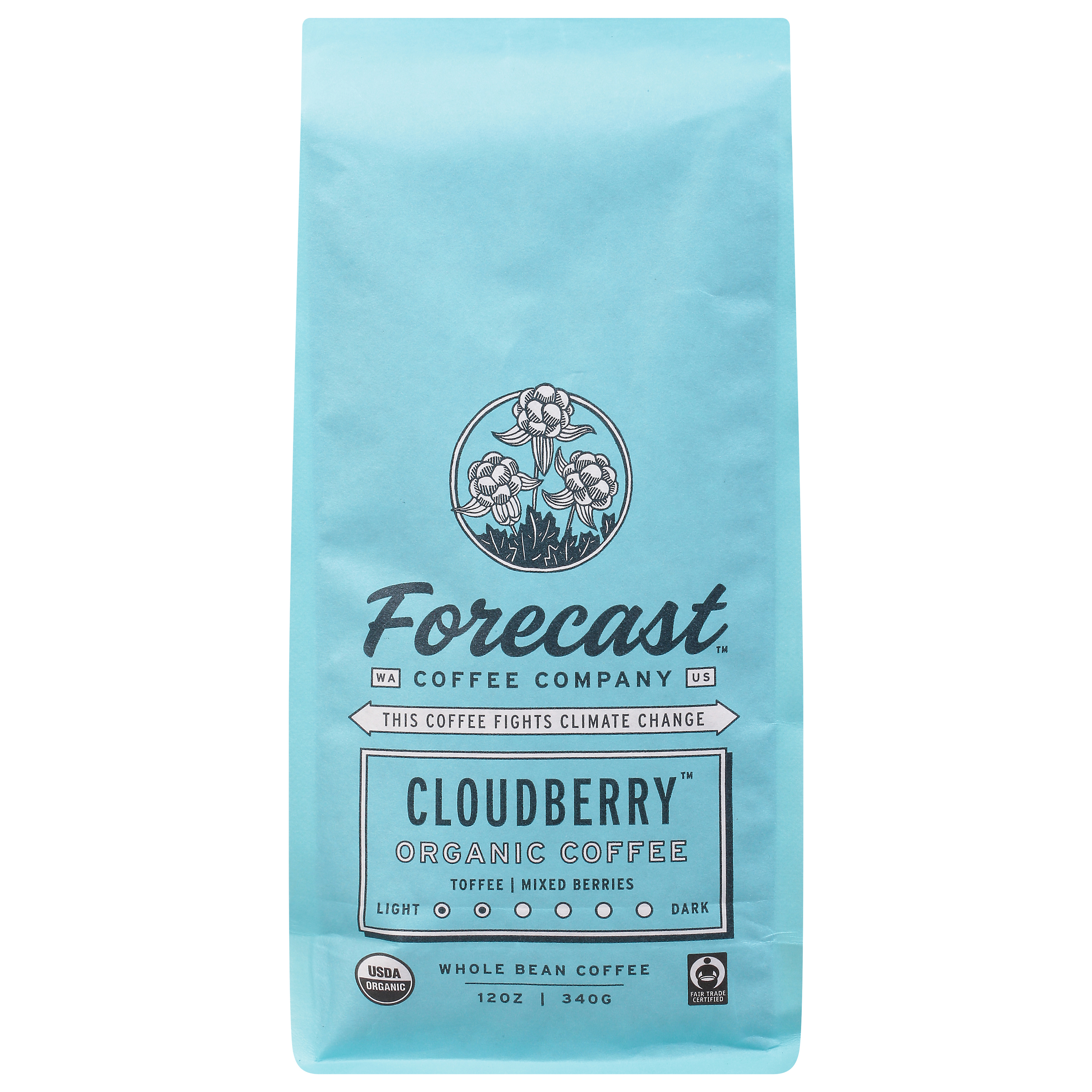 Forecast Coffee Company Medium-Light Roast Whole Bean Organic Cloudberry Coffee