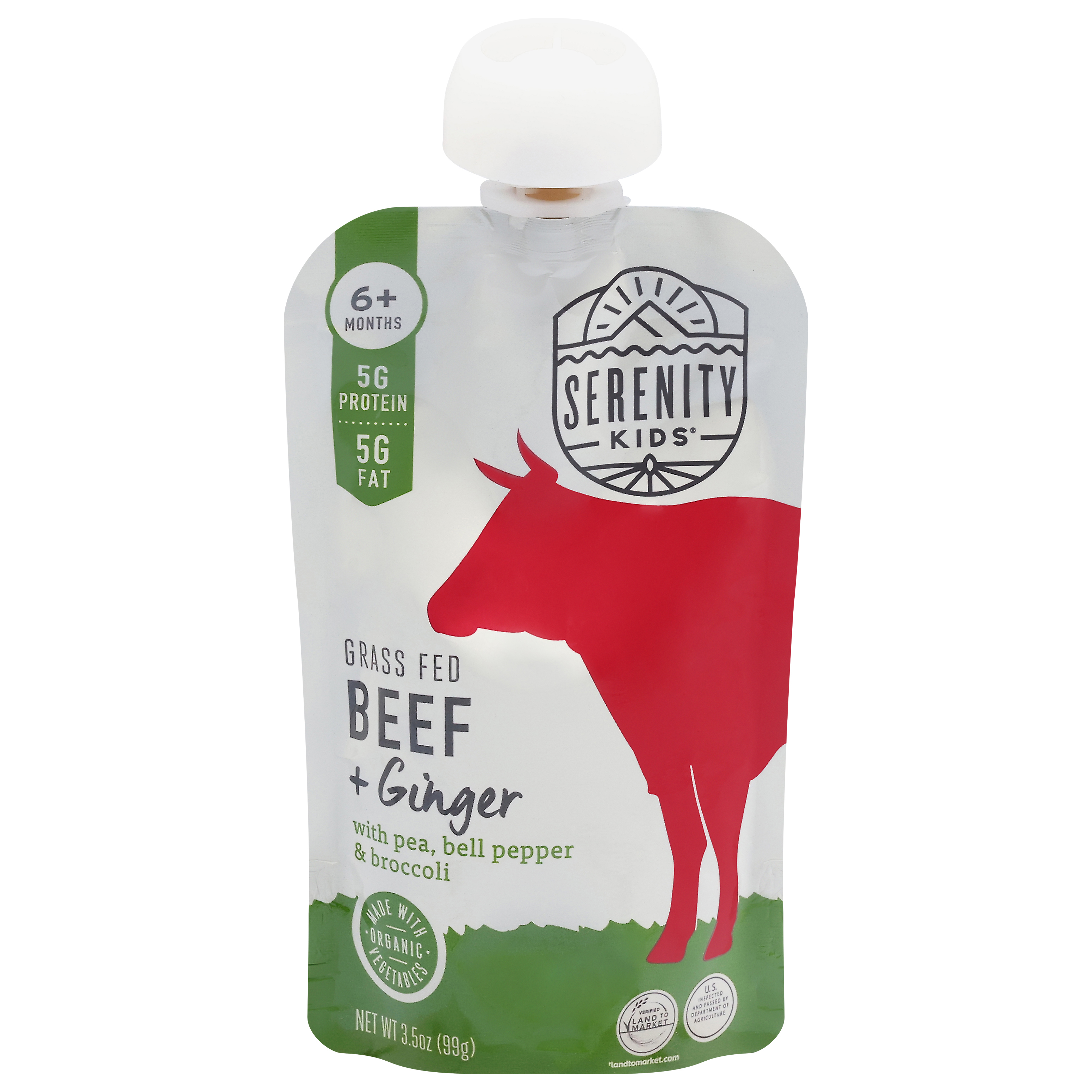 Serenity Kids 6+ Months Beef + Ginger with Pea, Bell Pepper & Broccoli