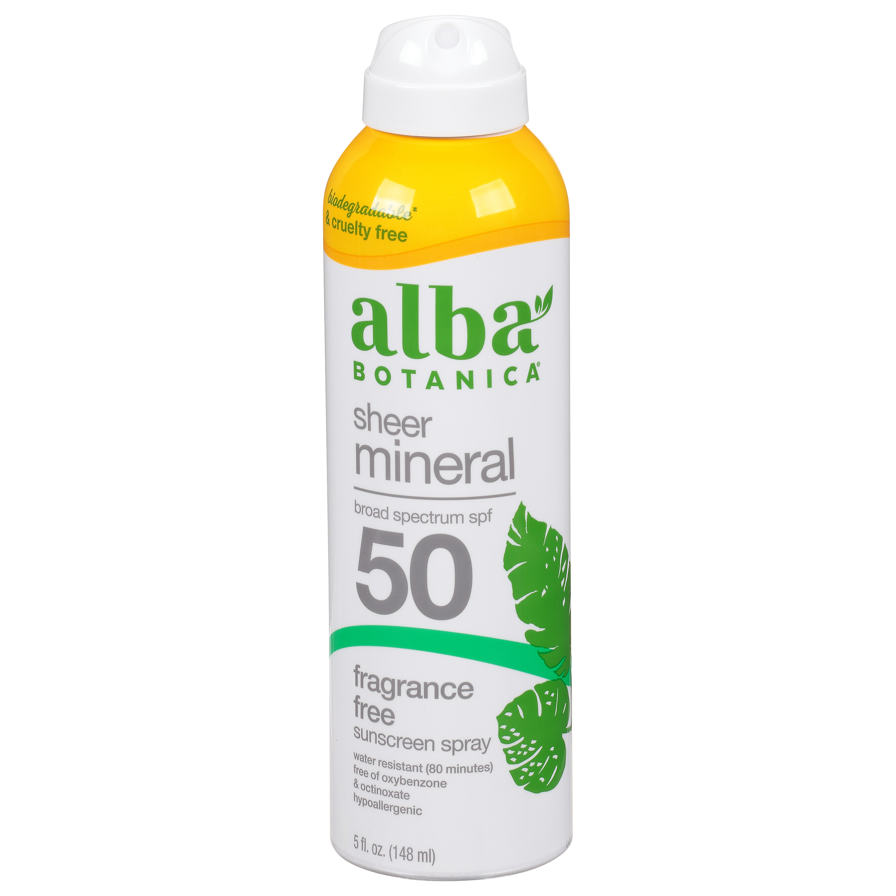 Alba Botanica Broad Spectrum SPF 50 Sheer Mineral Fragrance Free Sunscreen Spray