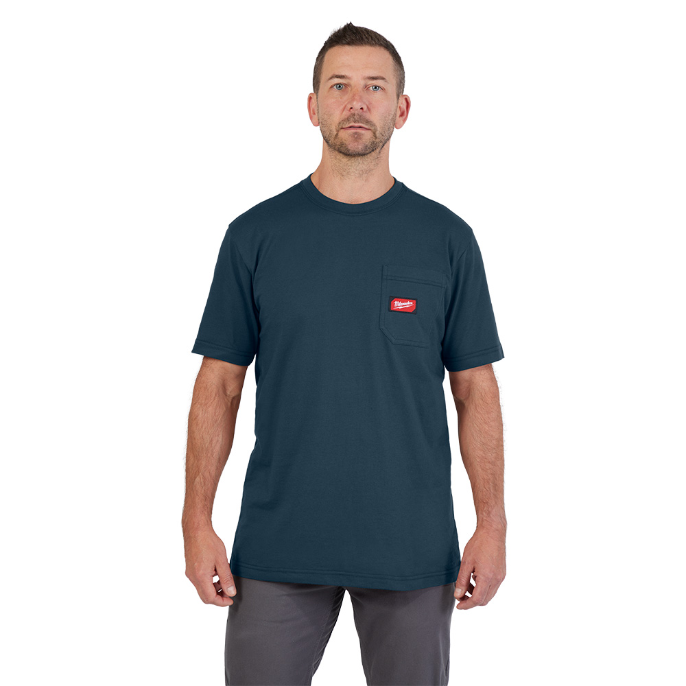 GRIDIRON Pocket T-Shirt - Short Sleeve Blue 2X