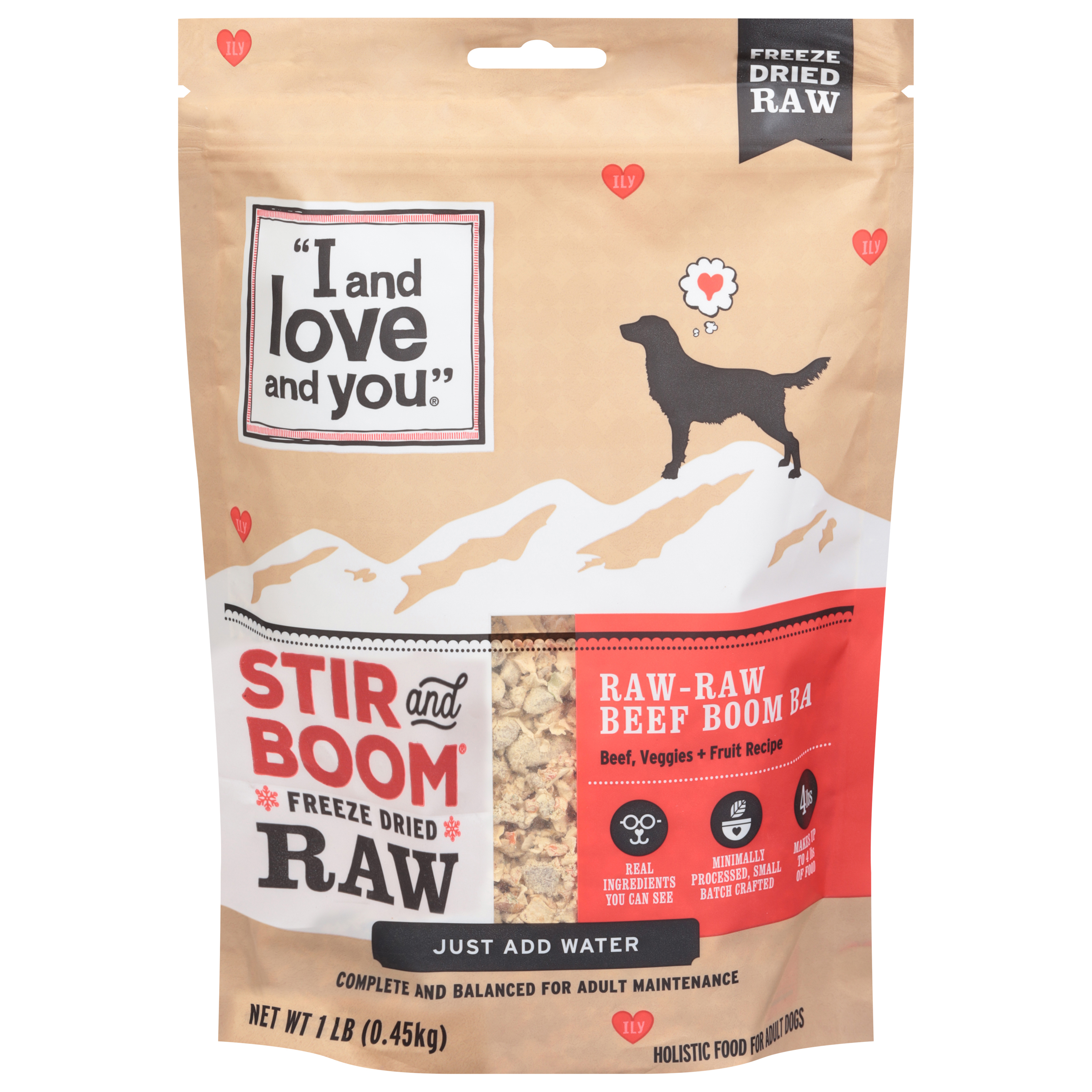 I and Love and You Adult Holistic Freeze Dried Raw Beef Boom Ba Food for Dogs