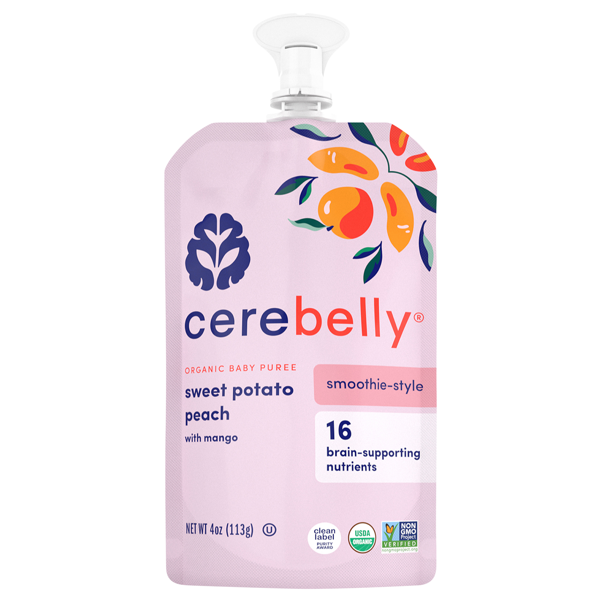 Cerebelly Organic Sweet Potato Peach Mango Smoothie