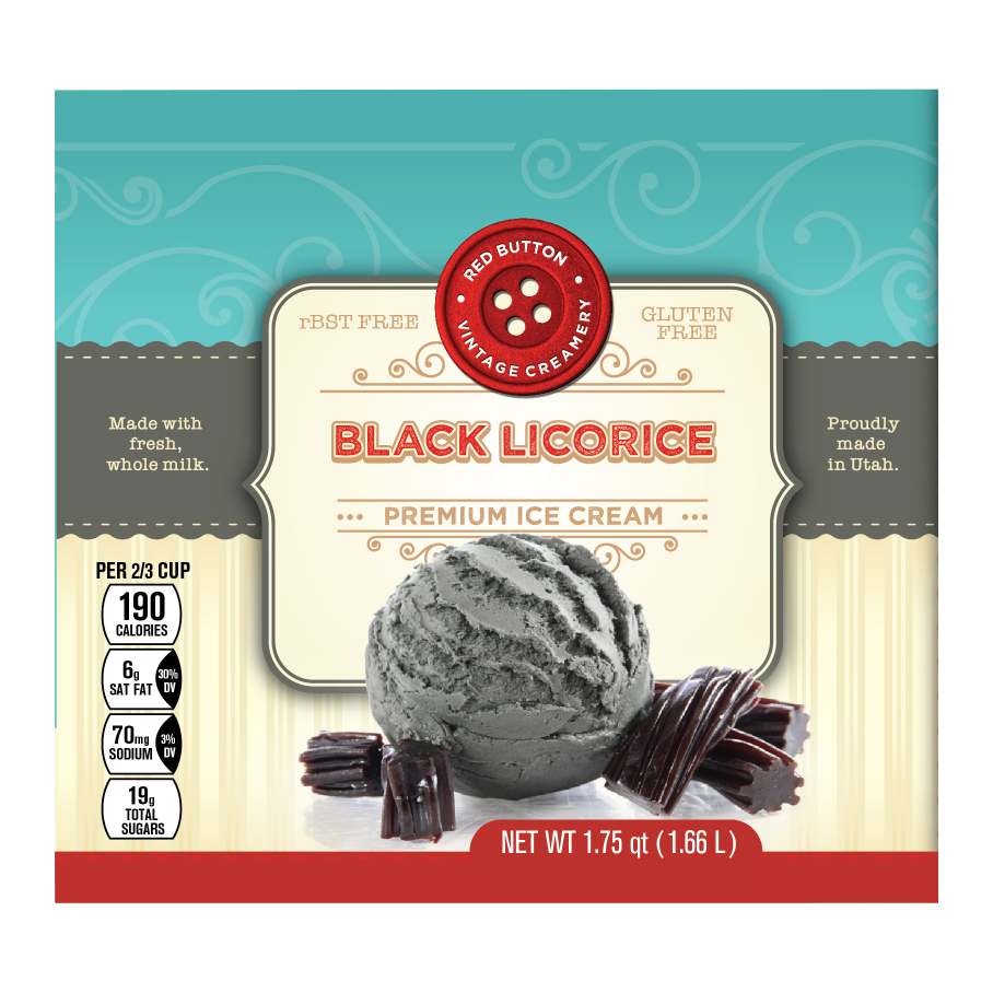 Red Button Vintage Creamery Black Licorice Ice Cream 1.75 qt