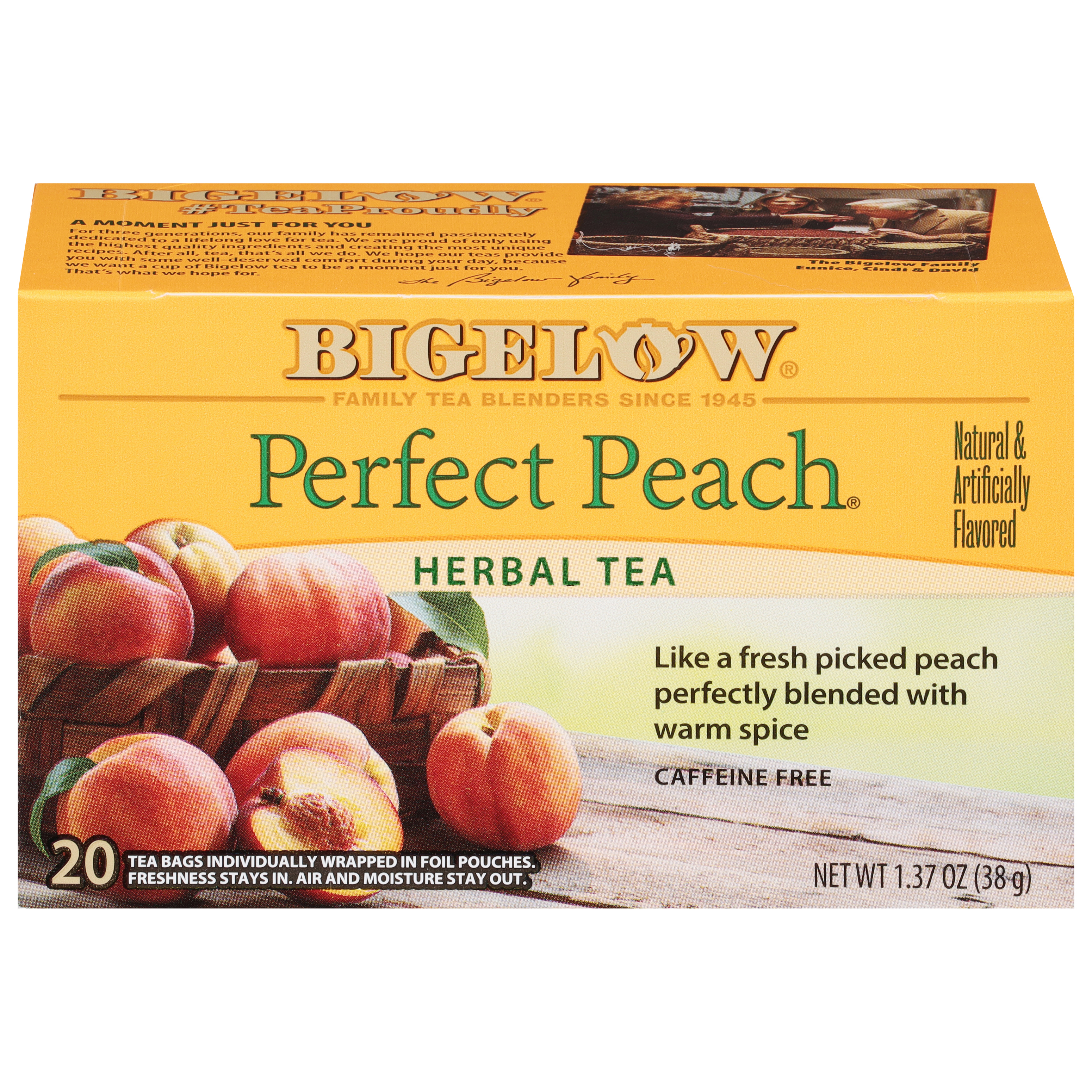 Bigelow Tea Bags Caffeine Free Perfect Peach Herbal Tea