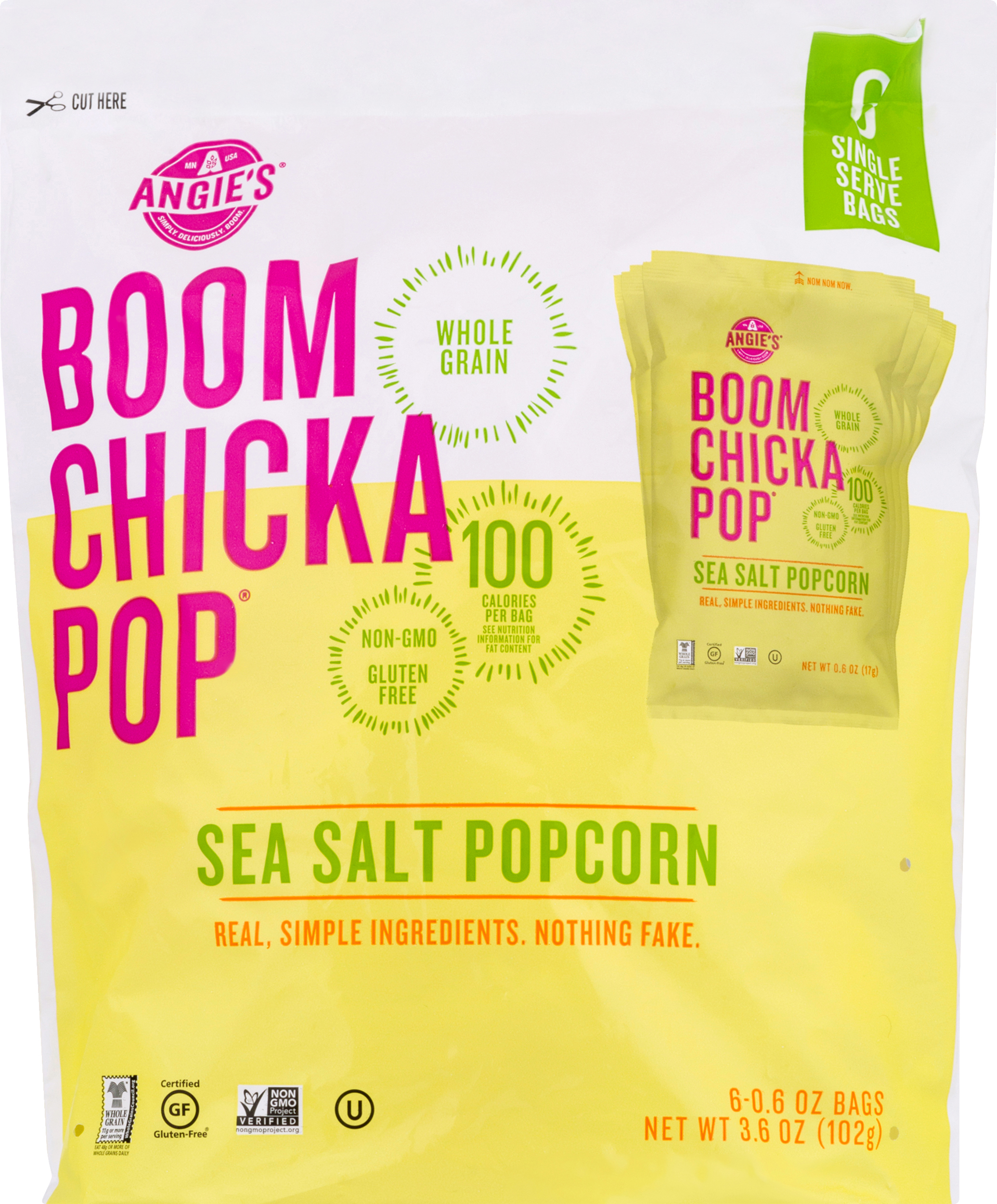 Boom Chicka Pop Single Serve Sea Salt Popcorn 6 ea