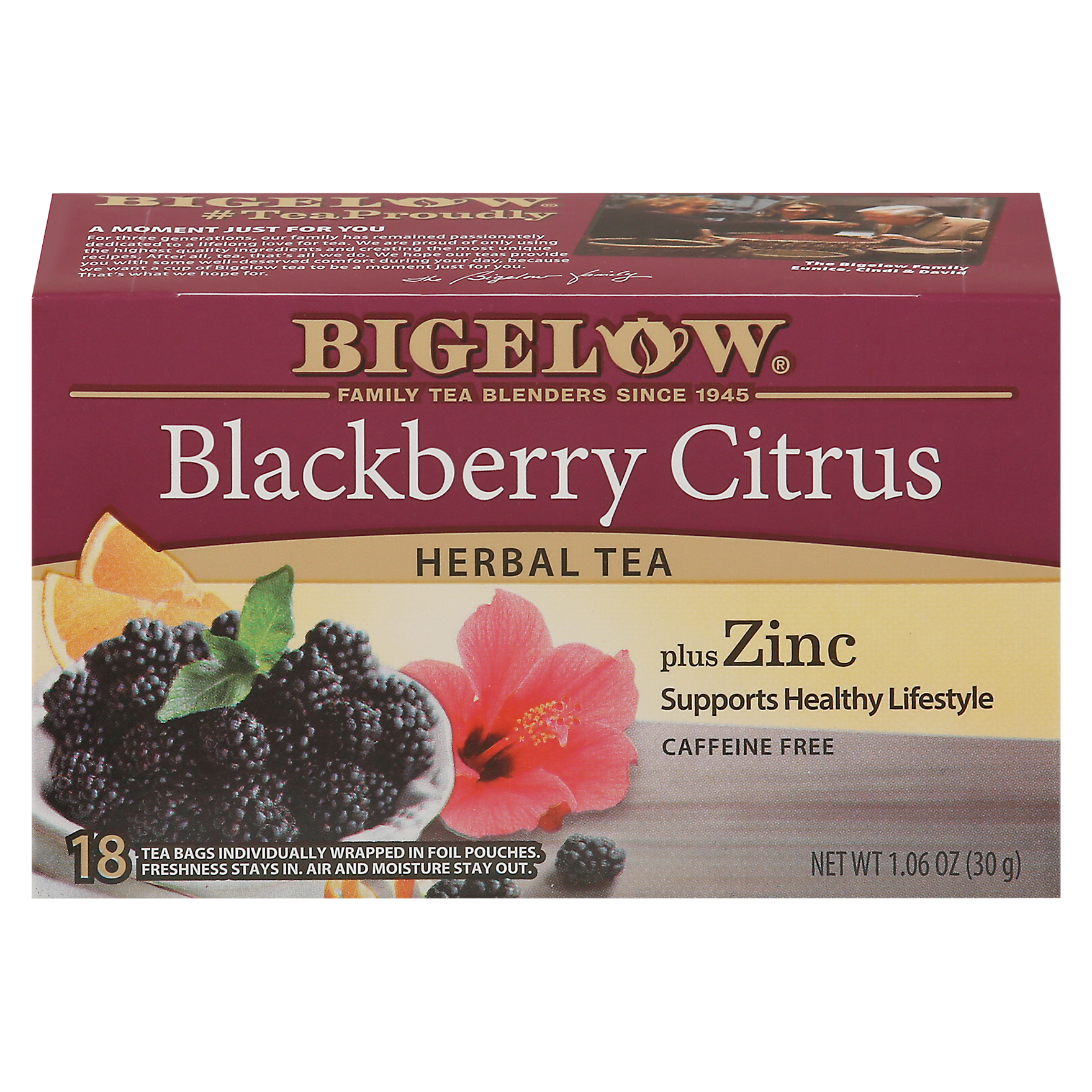 Bigelow Blackberry Citrus Herbal Tea 18 Tea Bags