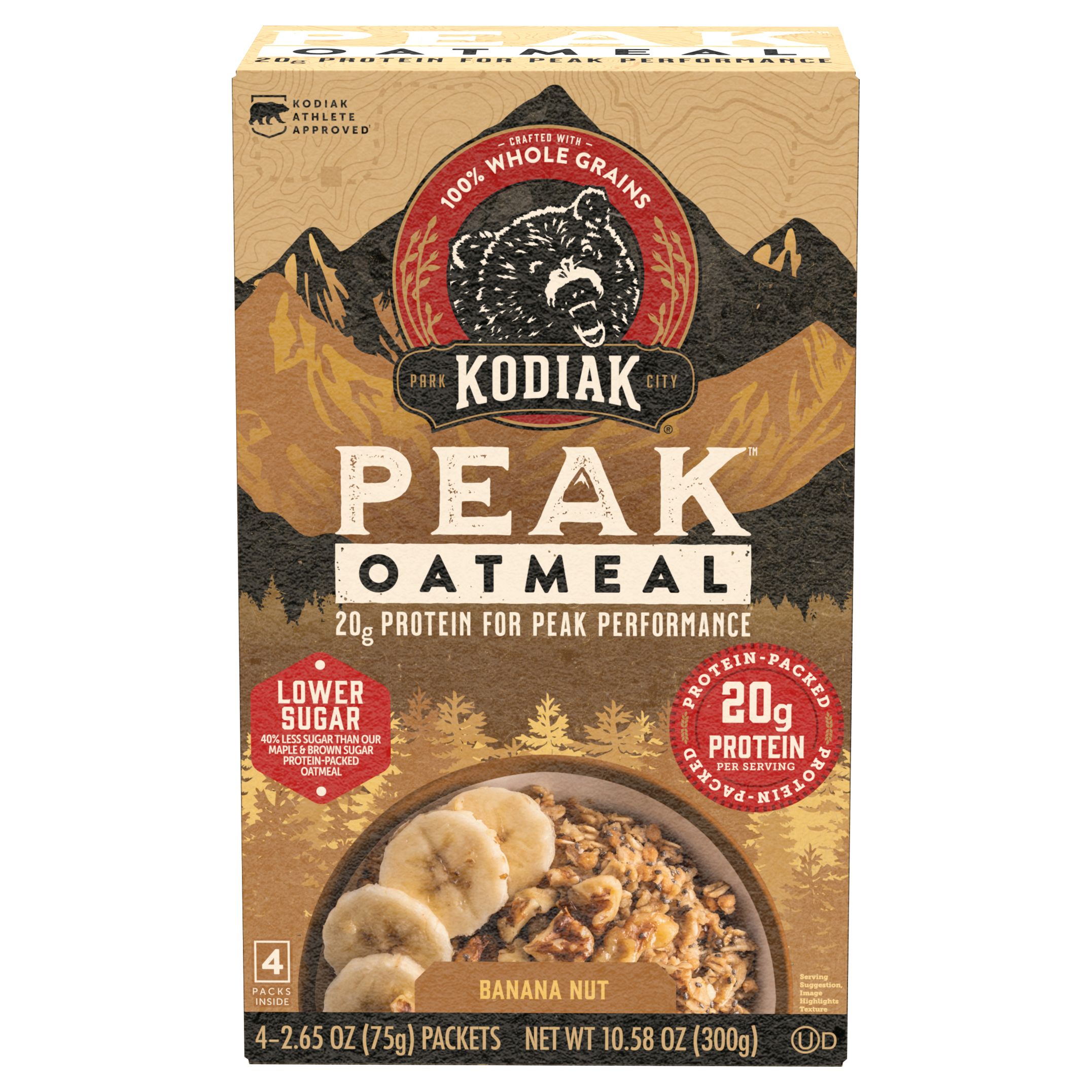 PEAK Oatmeal Packets, Banana Nut, 13.23 oz/5 ct