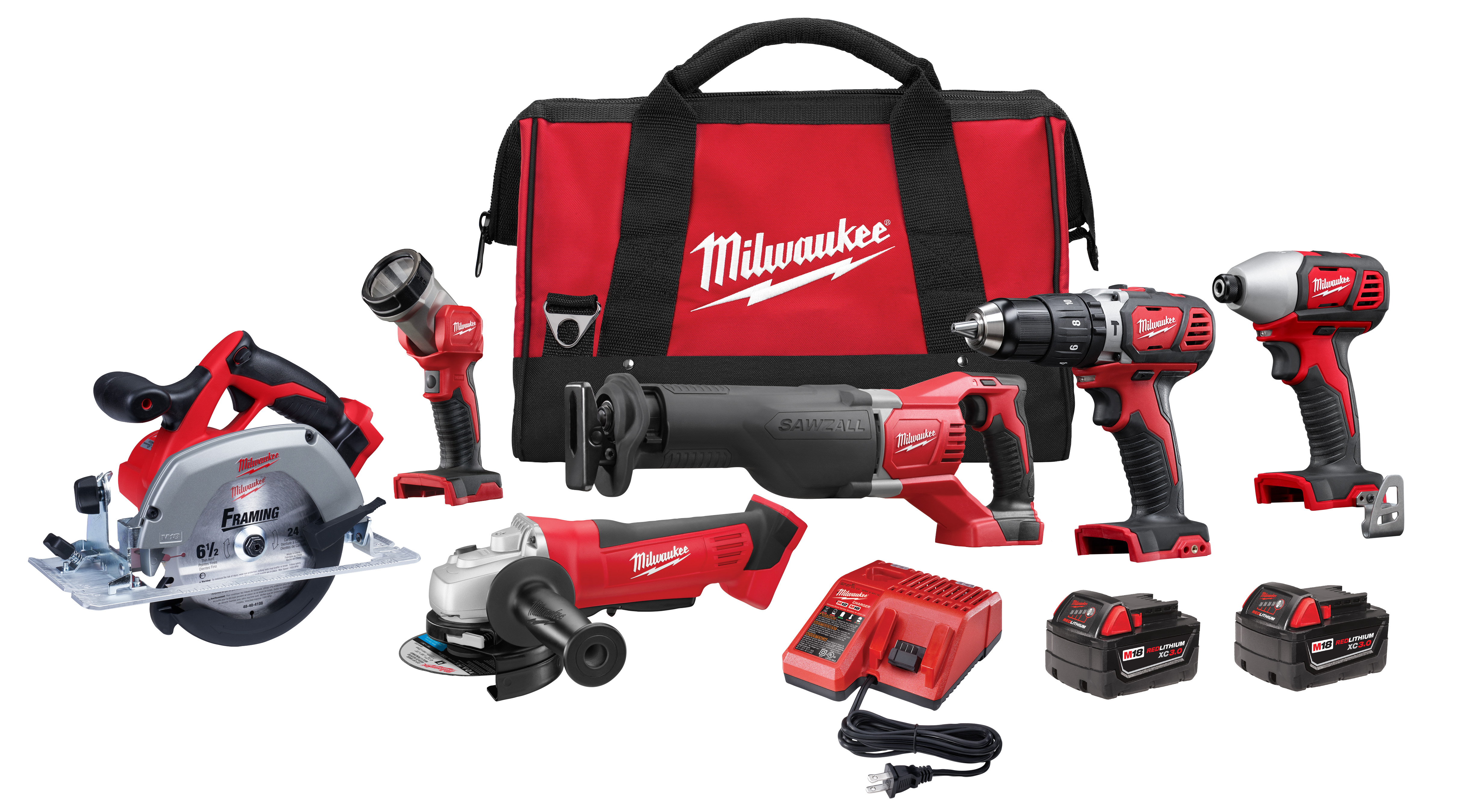 Milwaukee 2696-26 M18, kit combo de 6 herramientas de ion de litio,  inalámbricas