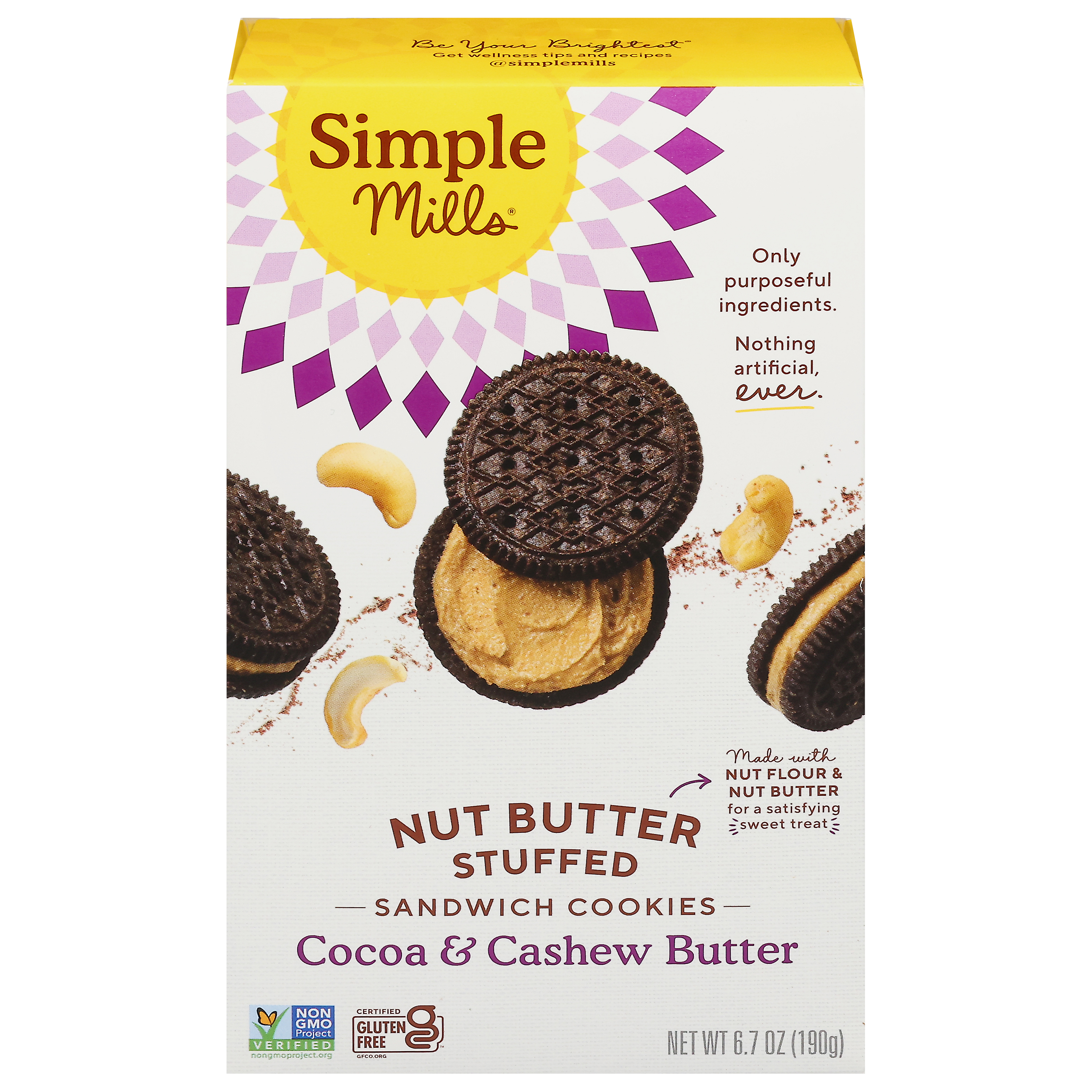Simple Mills Nut Butter Stuffed Cocoa & Cashew Butter Sandwich Cookies