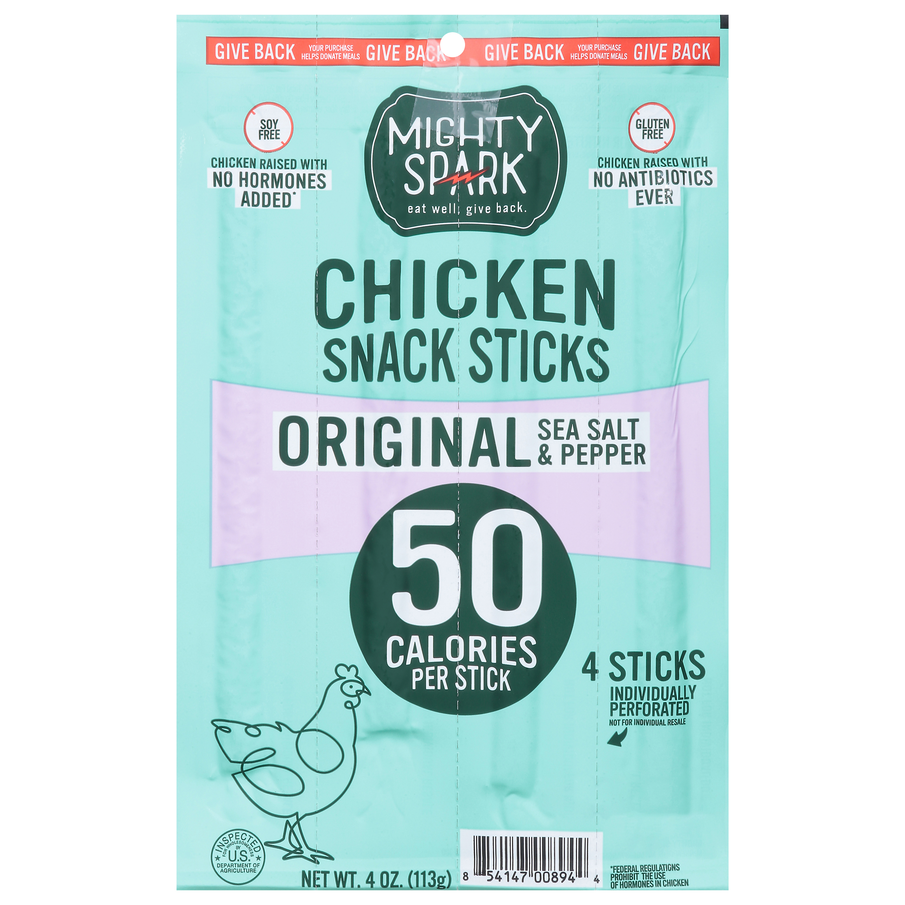 Mighty Spark Orignial Sea Salt & Pepper Chicken Snack Sticks