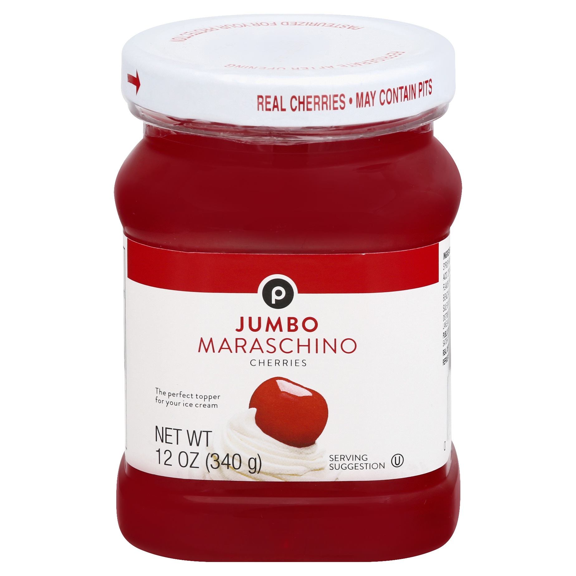 Publix Jumbo Maraschino Cherries 12 Oz Jar