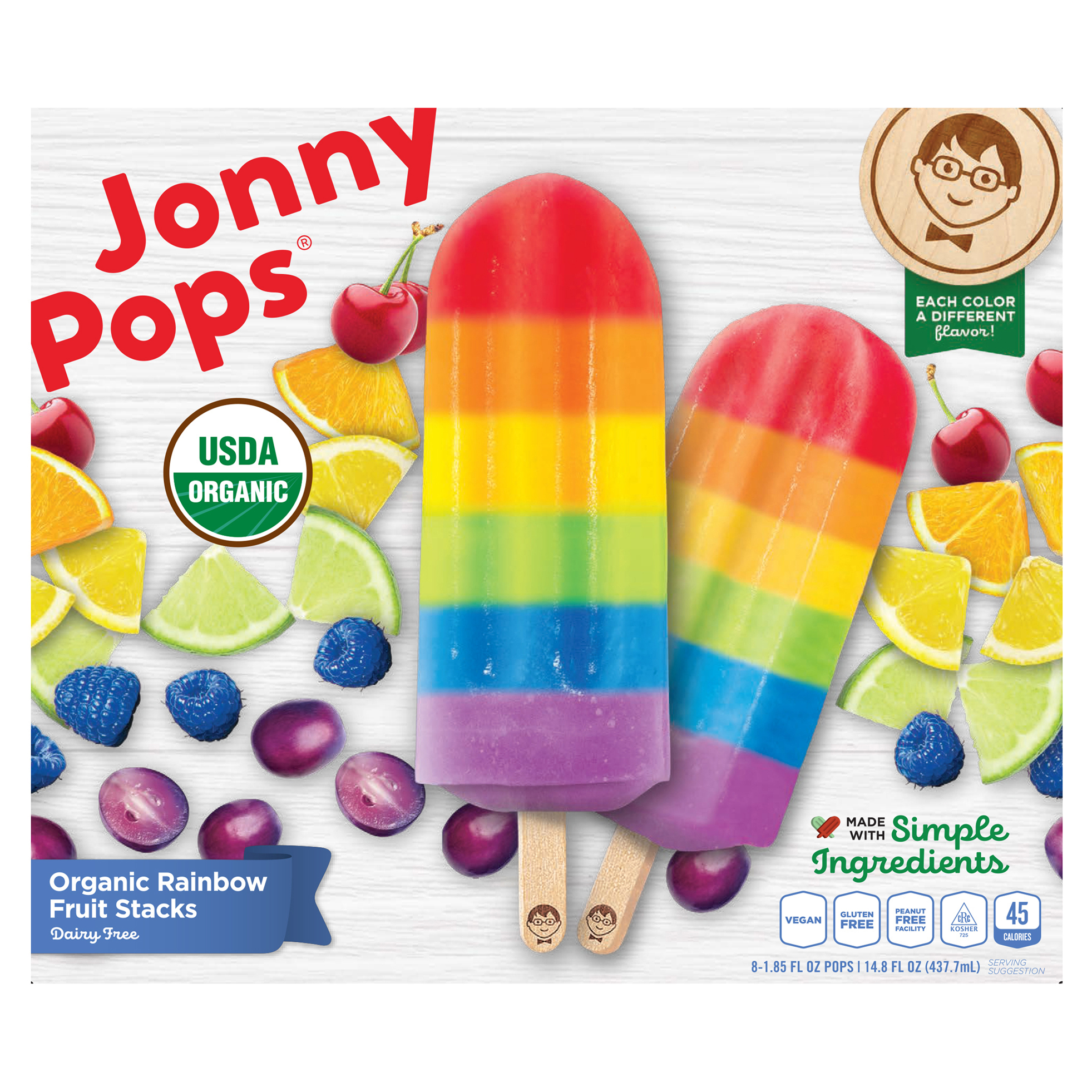 JonnyPops Organic Rainbow Fruit Stacks Water Pops