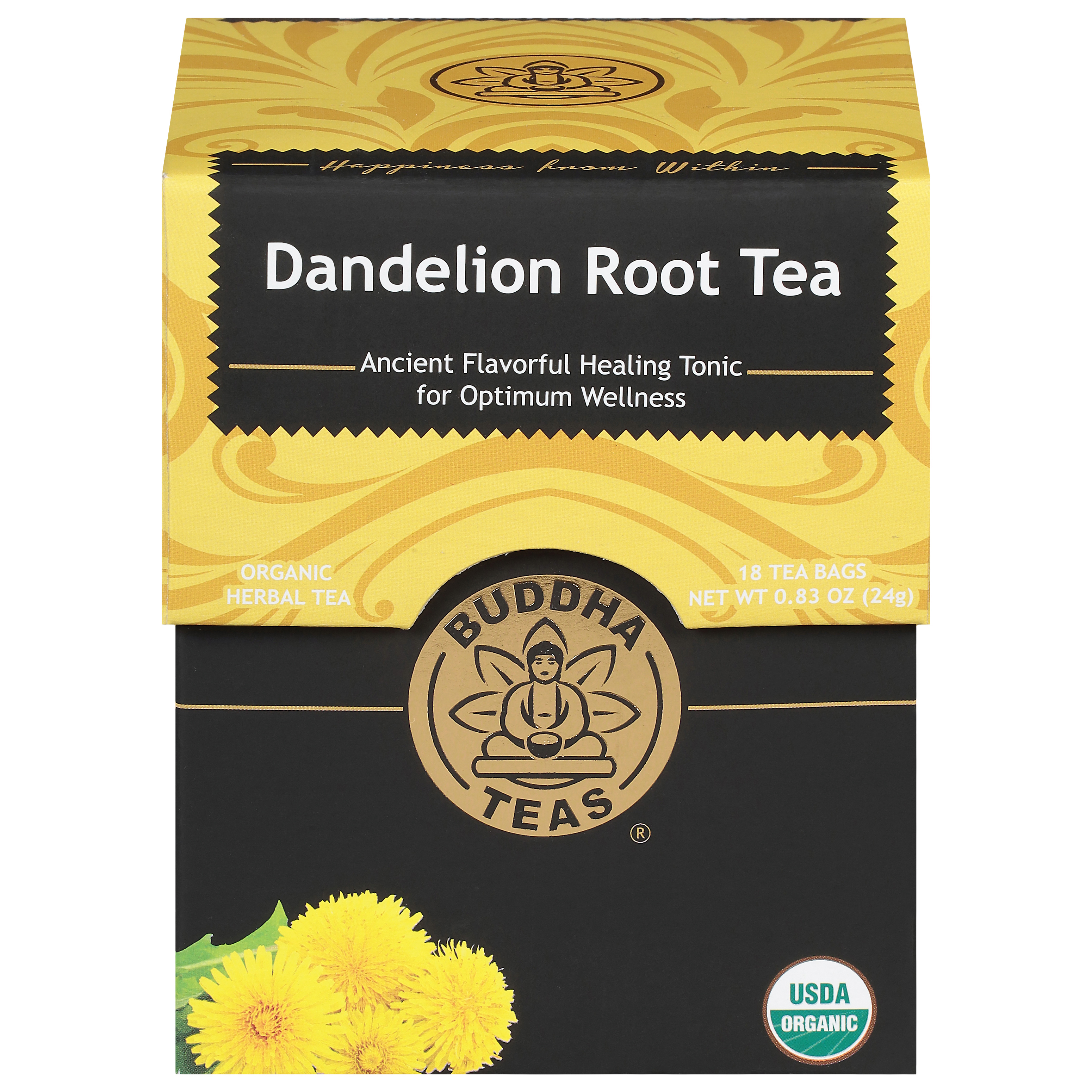 Buddha Teas Organic Dandelion Root Herbal Tea 18 Tea Bags