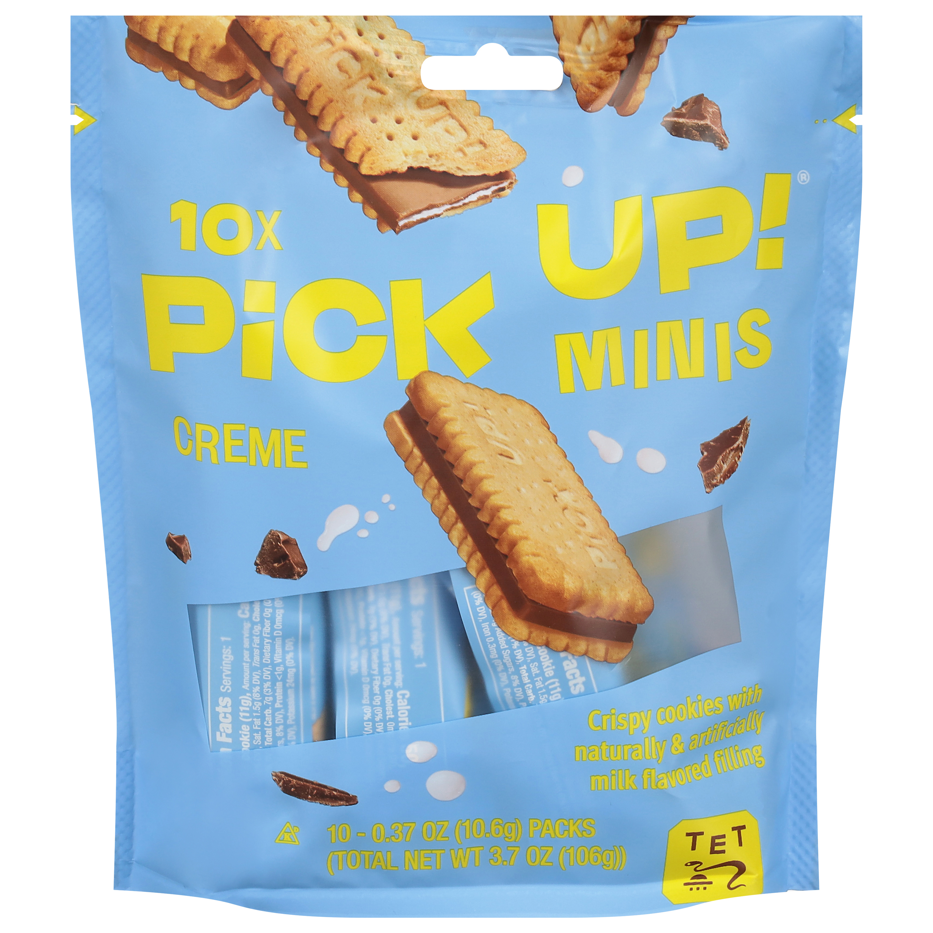 Pick Up! Minis Crispy Cookies with Milk Flavored Filling 10 - 0.37 oz Packs