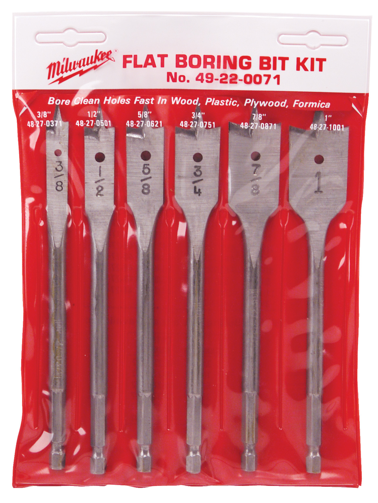 49-22-0071 Flat Boring Bit Set Milwaukee Tool;Milwaukee Electric Tool