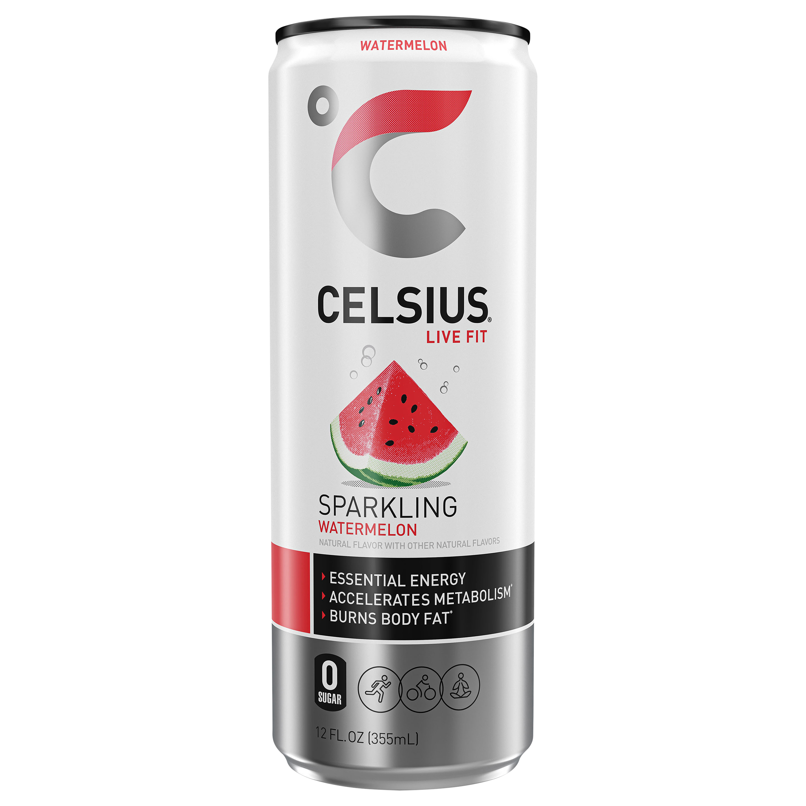 CELSIUS Sparkling Watermelon, Functional Essential Energy Drink 12 Fl Oz Single Can